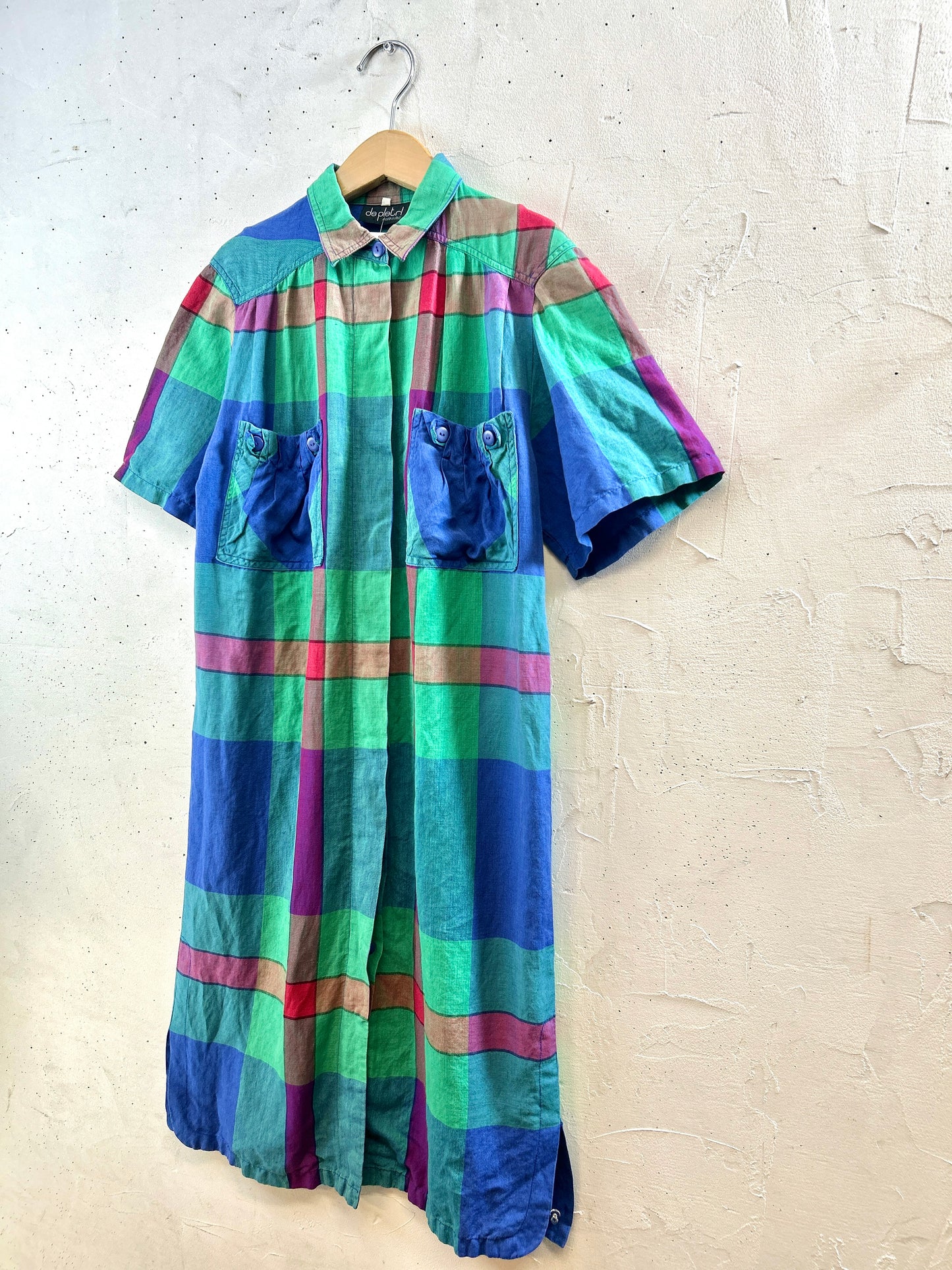 Vintage Plaid Dress MADE IN ITALY [H30979]