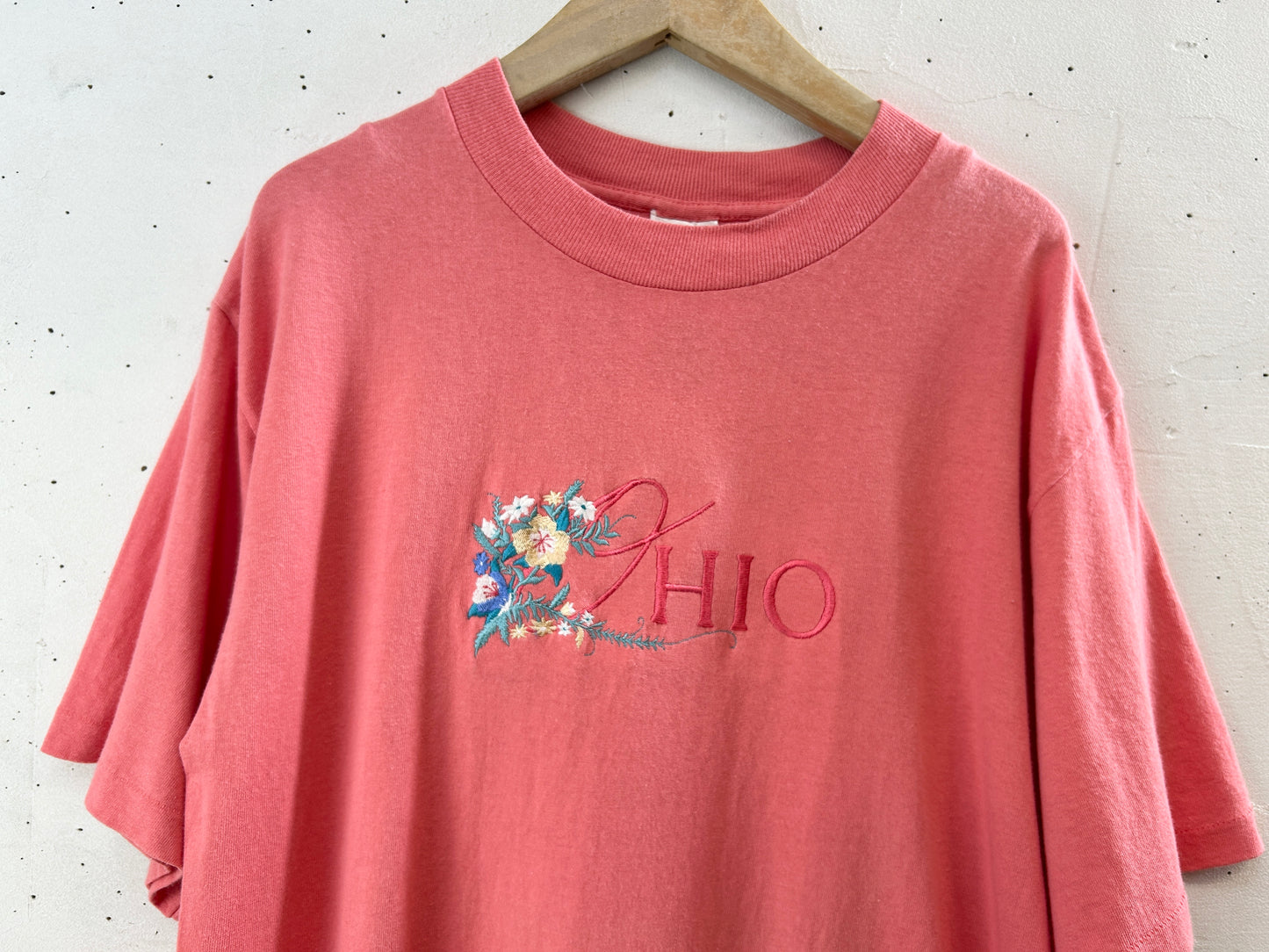 Vintage T SHIRT flower stitch [H30798]