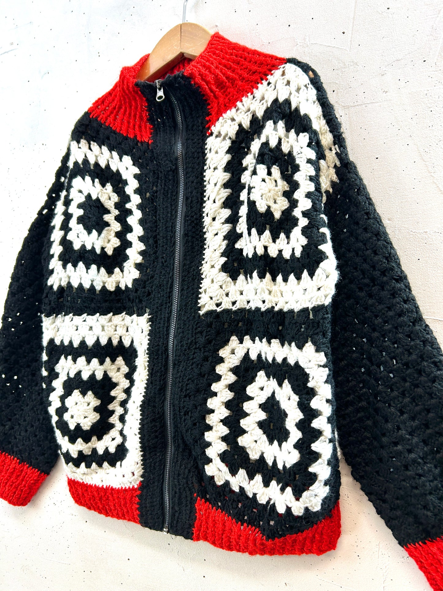 Vintage Granny Square Knit Cardigan [K80883]