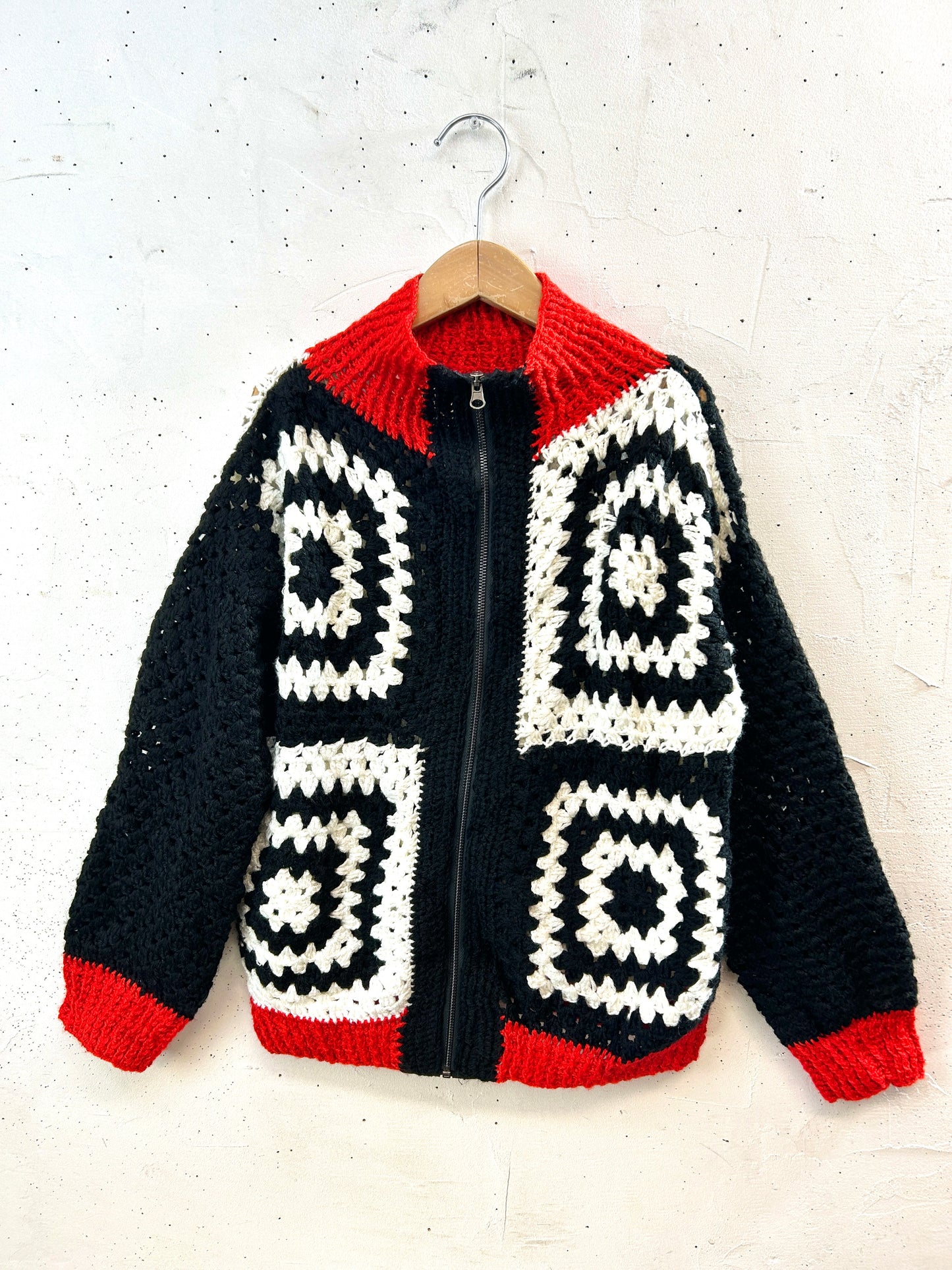 Vintage Granny Square Knit Cardigan [K80883]