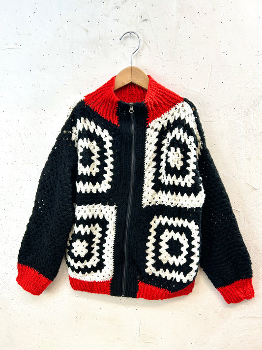 Vintage Granny Square Knit Cardigan [K80883]