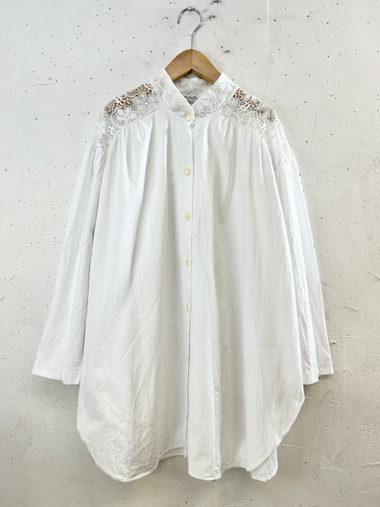 Vintage White Lace Blouse [H30887]