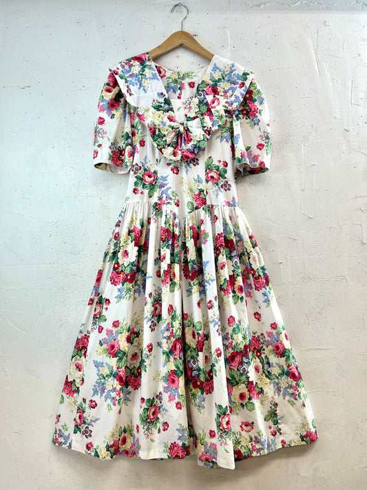 Vintage Sailor Collar Dress MADE IN USA [G33245]
