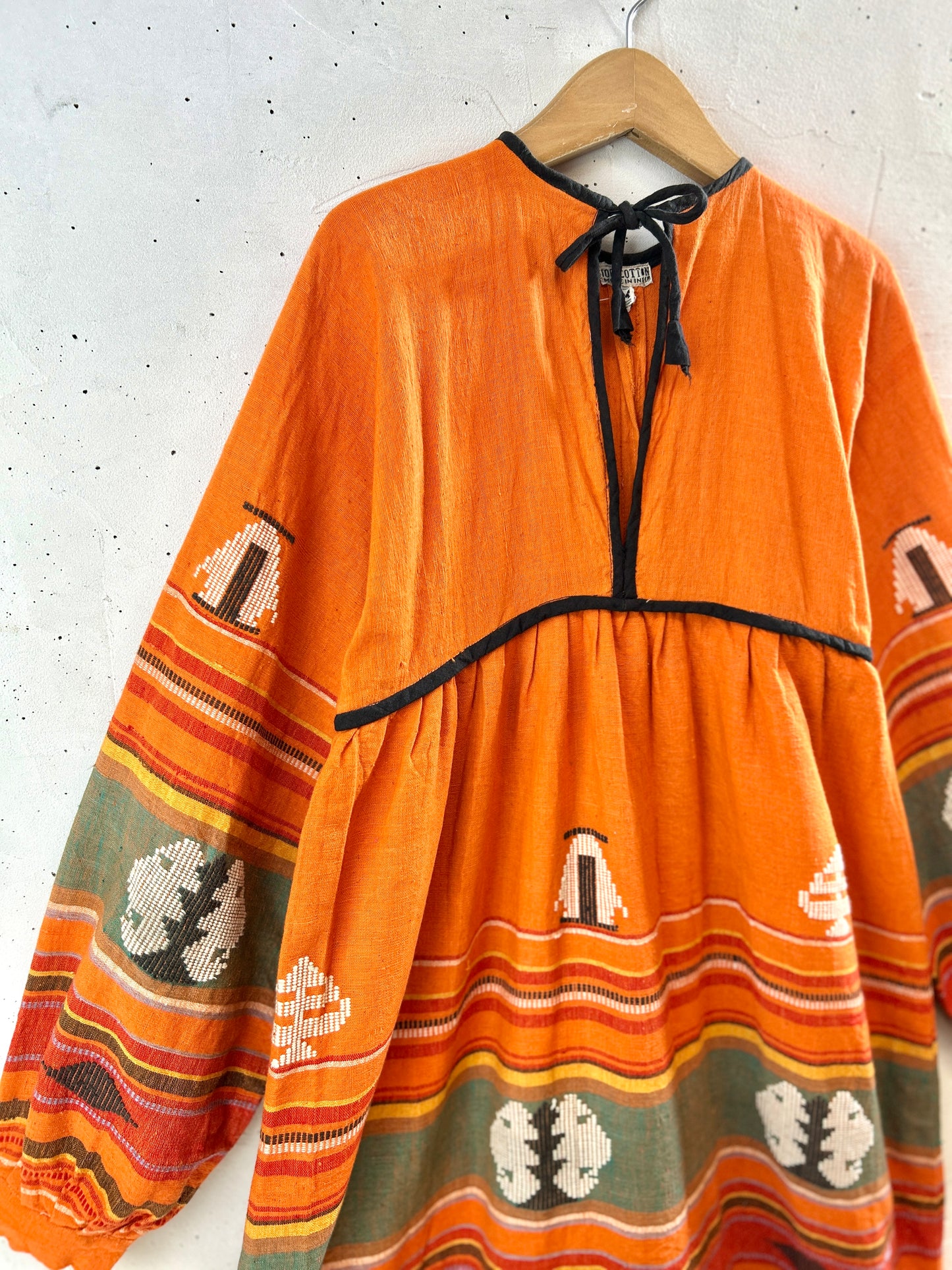 '70s Vintage Indian Cotton Dress MADE IN INDIA [H30978]