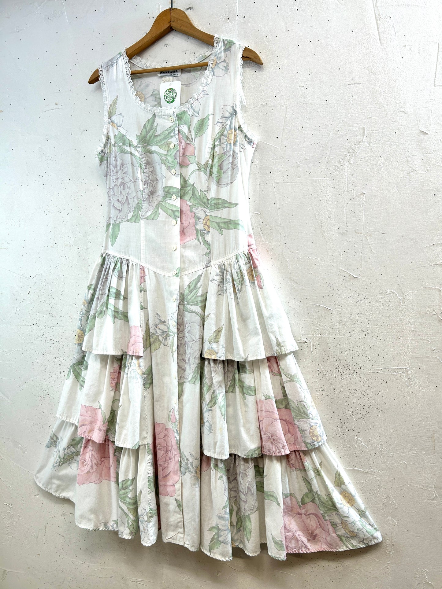 Vintage White Dress MADE IN USA [D32162]