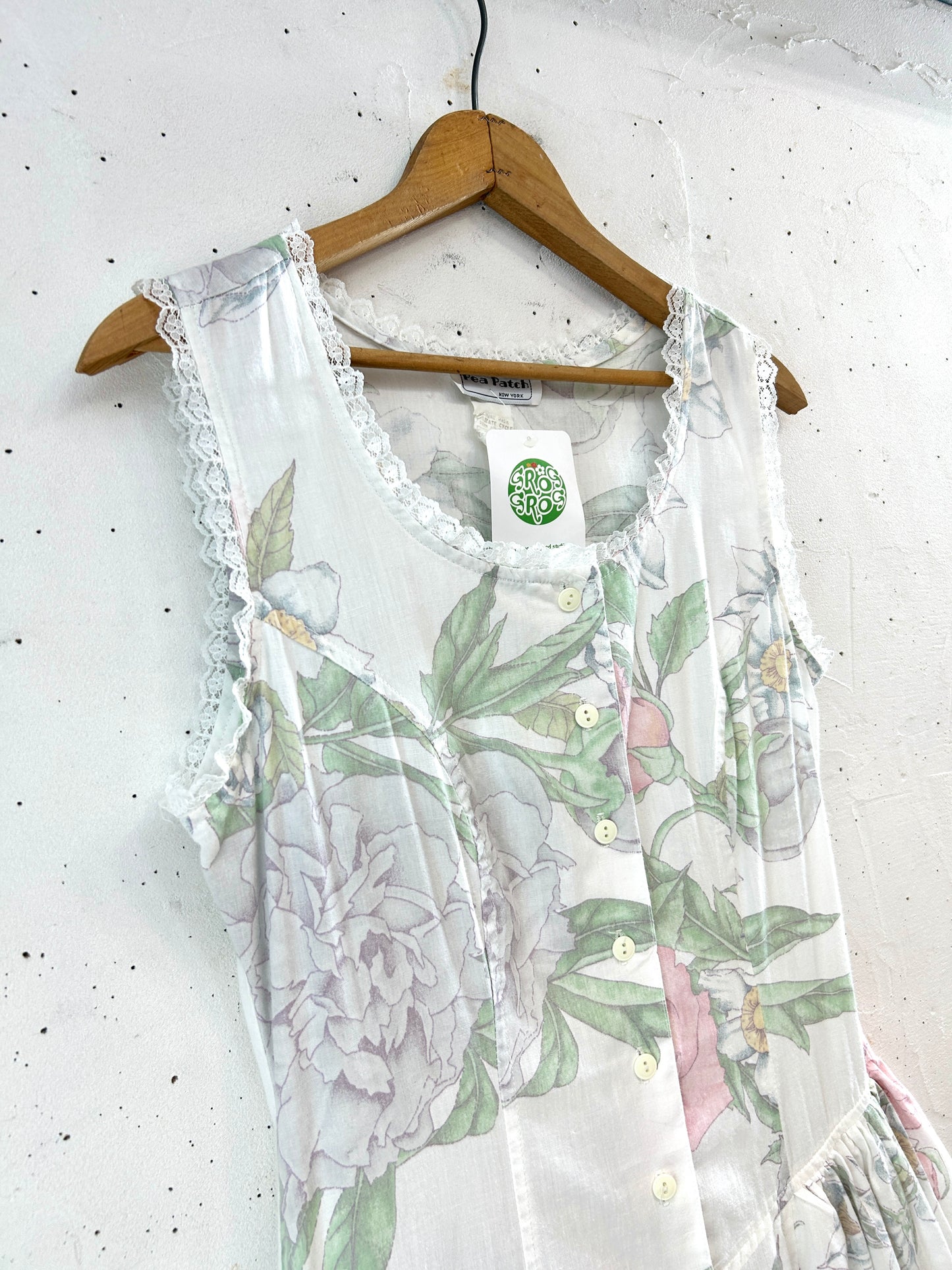 Vintage White Dress MADE IN USA [D32162]