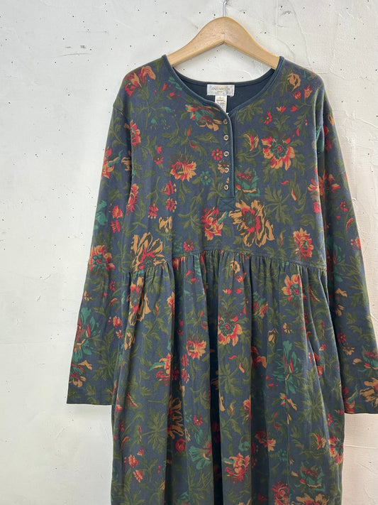 Vintage Flower Cotton Dress [L29216]