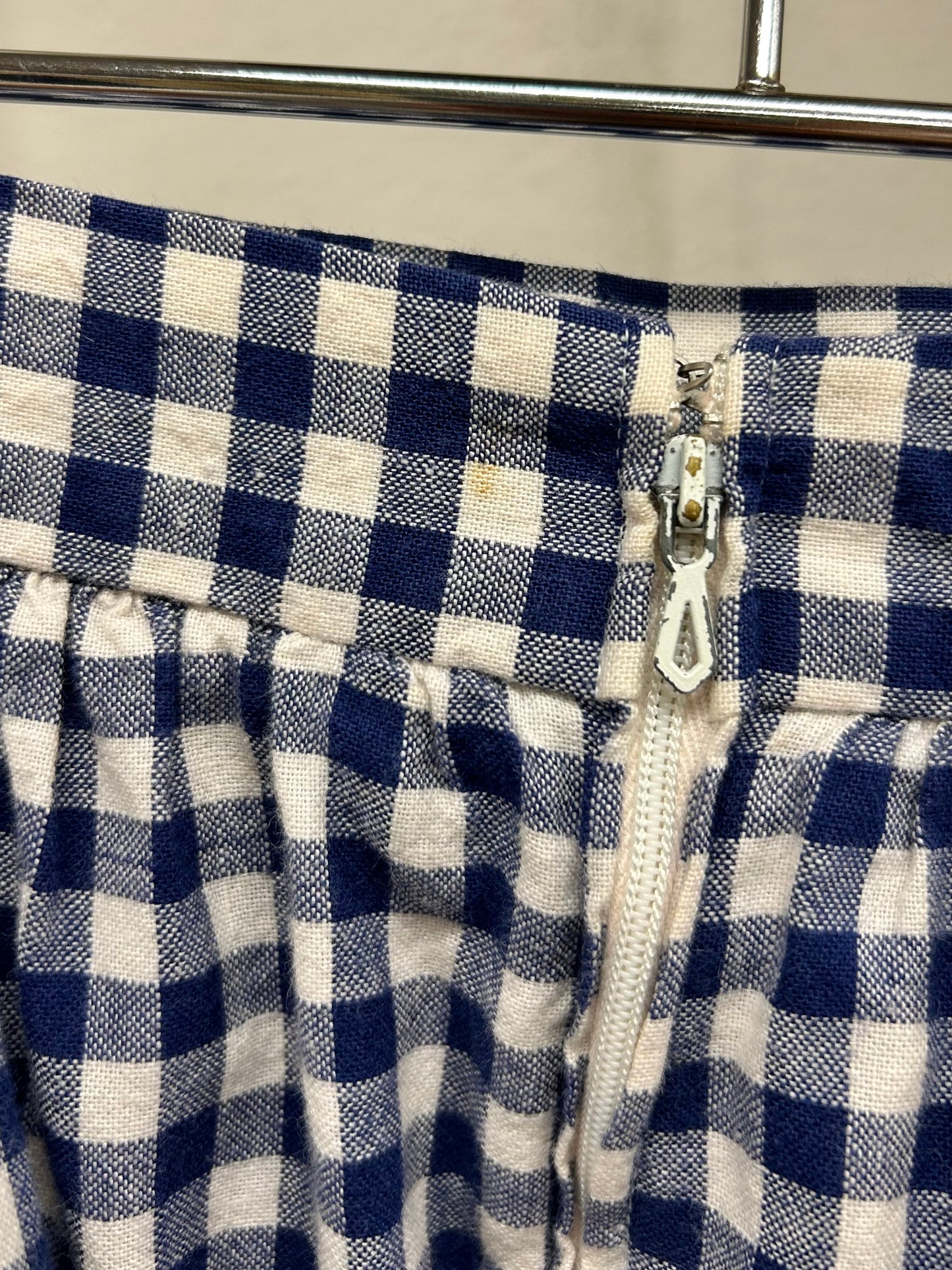 Vintage Gingham Plaid Skirt  MADE IN FRANCE [G30708]