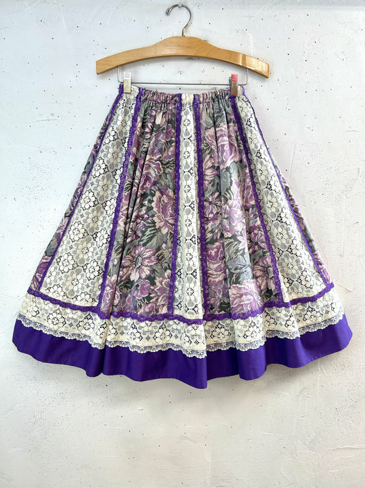 ’70s Vintage Patchwork Skirt 〜carefree fashions〜MADE IN USA[H33529]