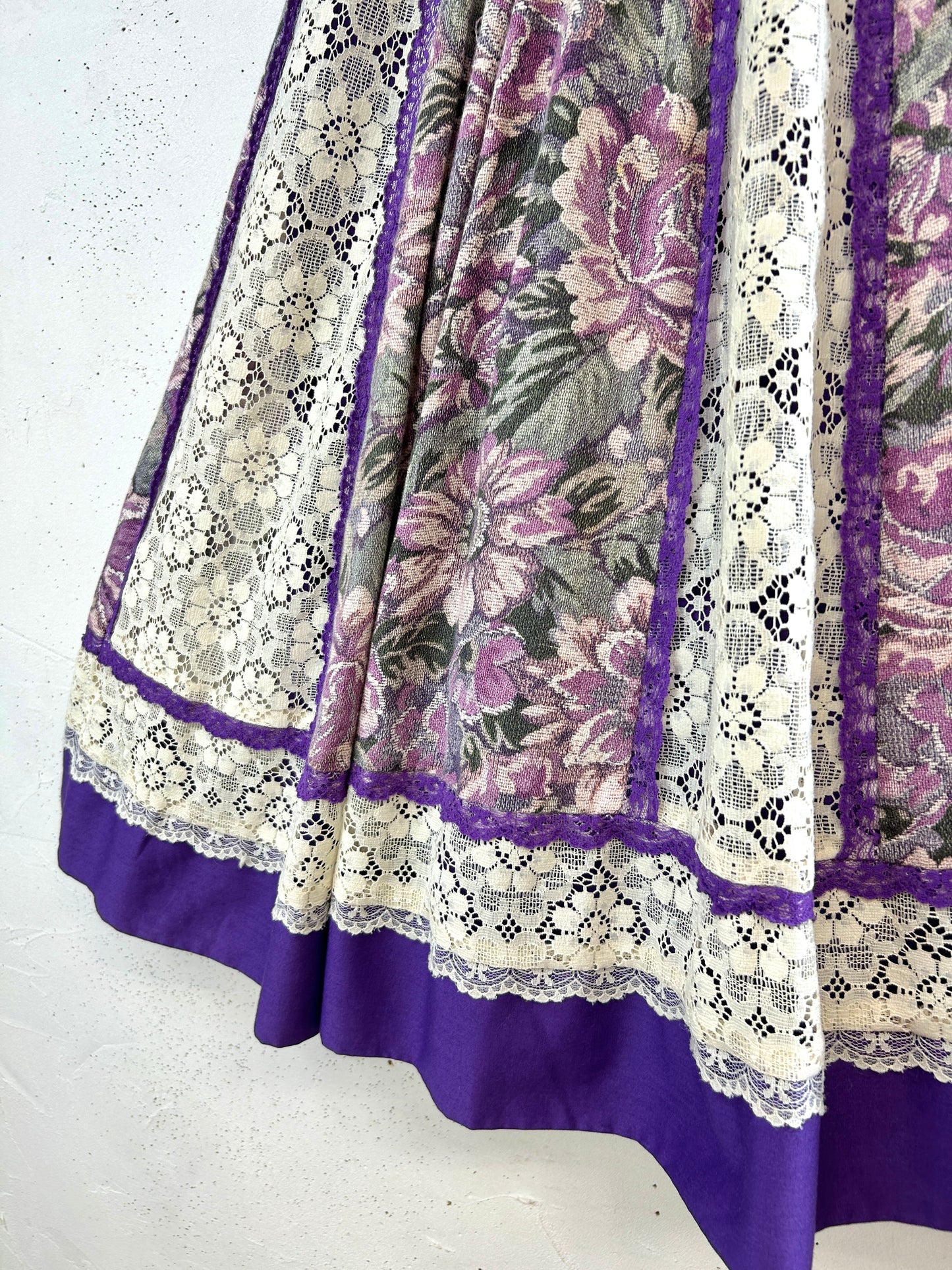 ’70s Vintage Patchwork Skirt 〜carefree fashions〜MADE IN USA[H33529]