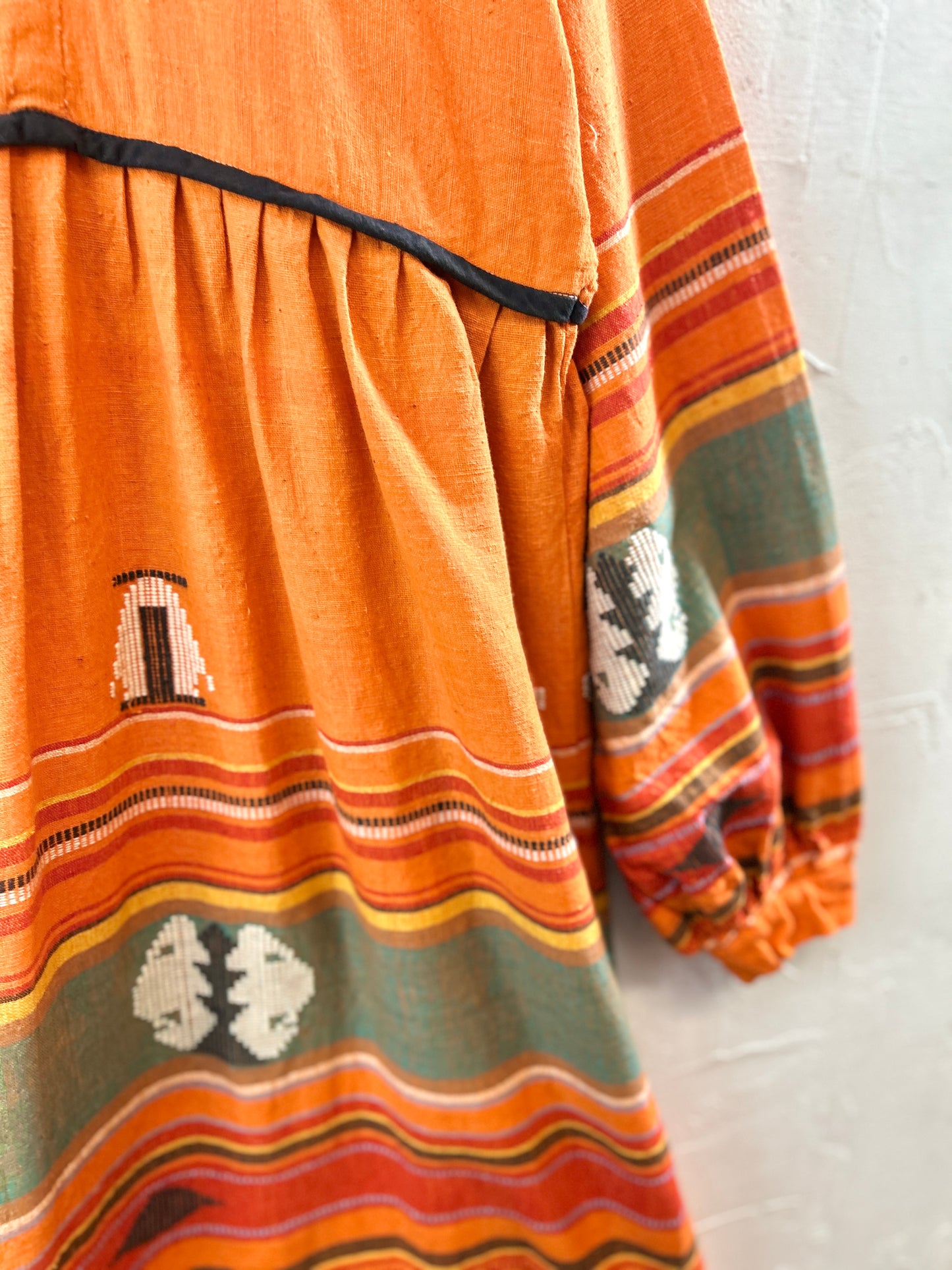 '70s Vintage Indian Cotton Dress MADE IN INDIA [H30978]