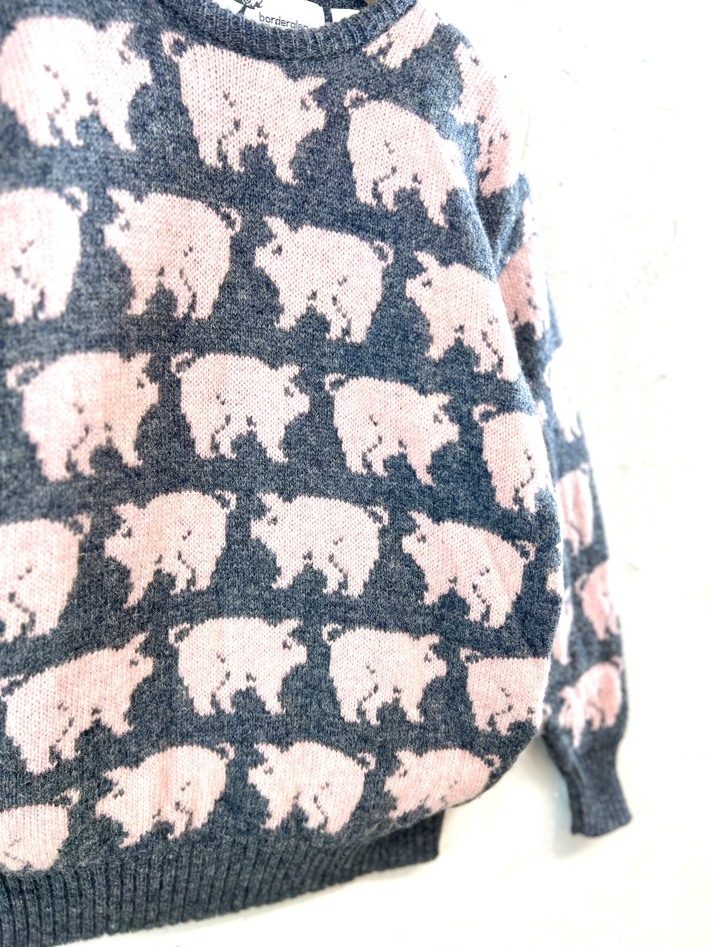 Vintage Fancy Knit Sweater 〜borderglen〜 MADE IN THE UNITED KINGD0M [L31085]