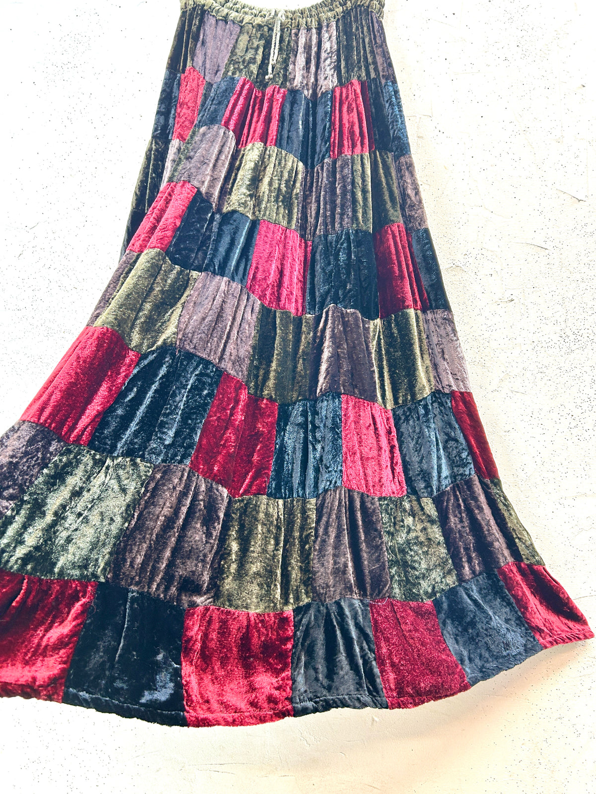 Vintage Patchwork Velor Skirt [J32443]