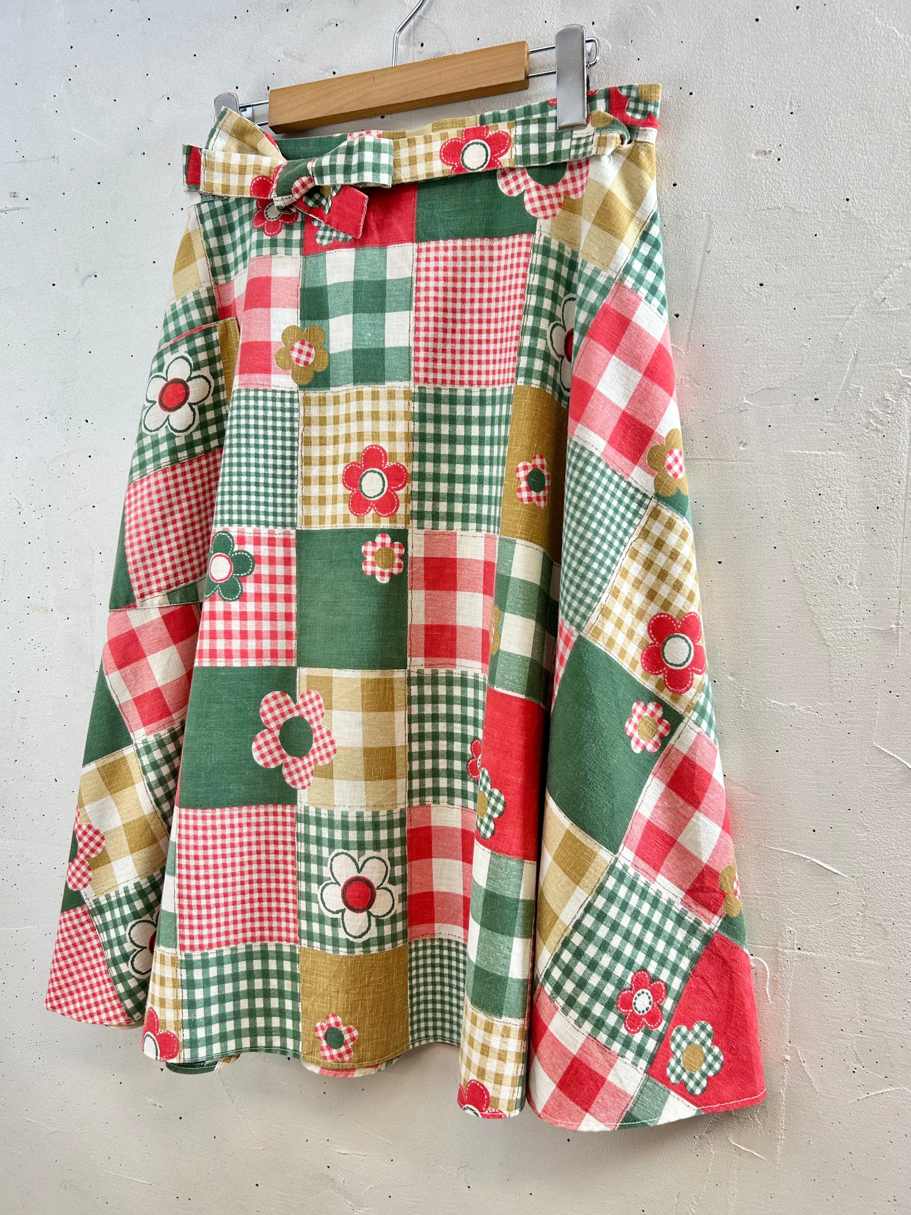 70s vintage パッチワーク柄 ラップスカート 70s Vintage Wrap Skirt [G30725] – GROGGROG