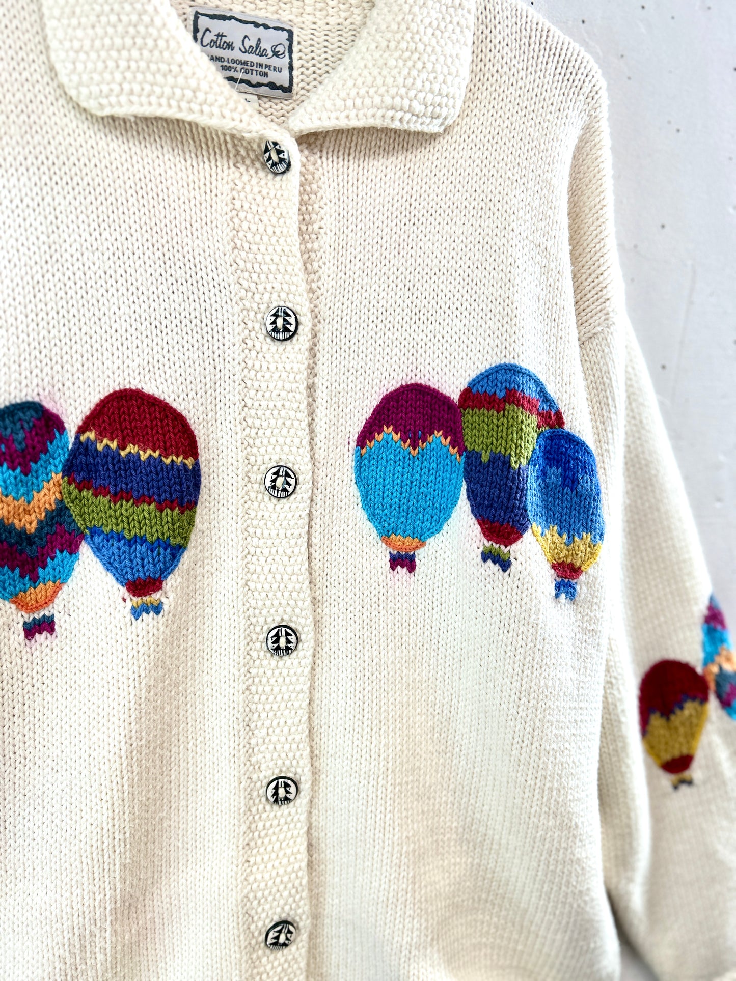 Vintage Knit Cardigan HAND MADE IN PERU [B31561]