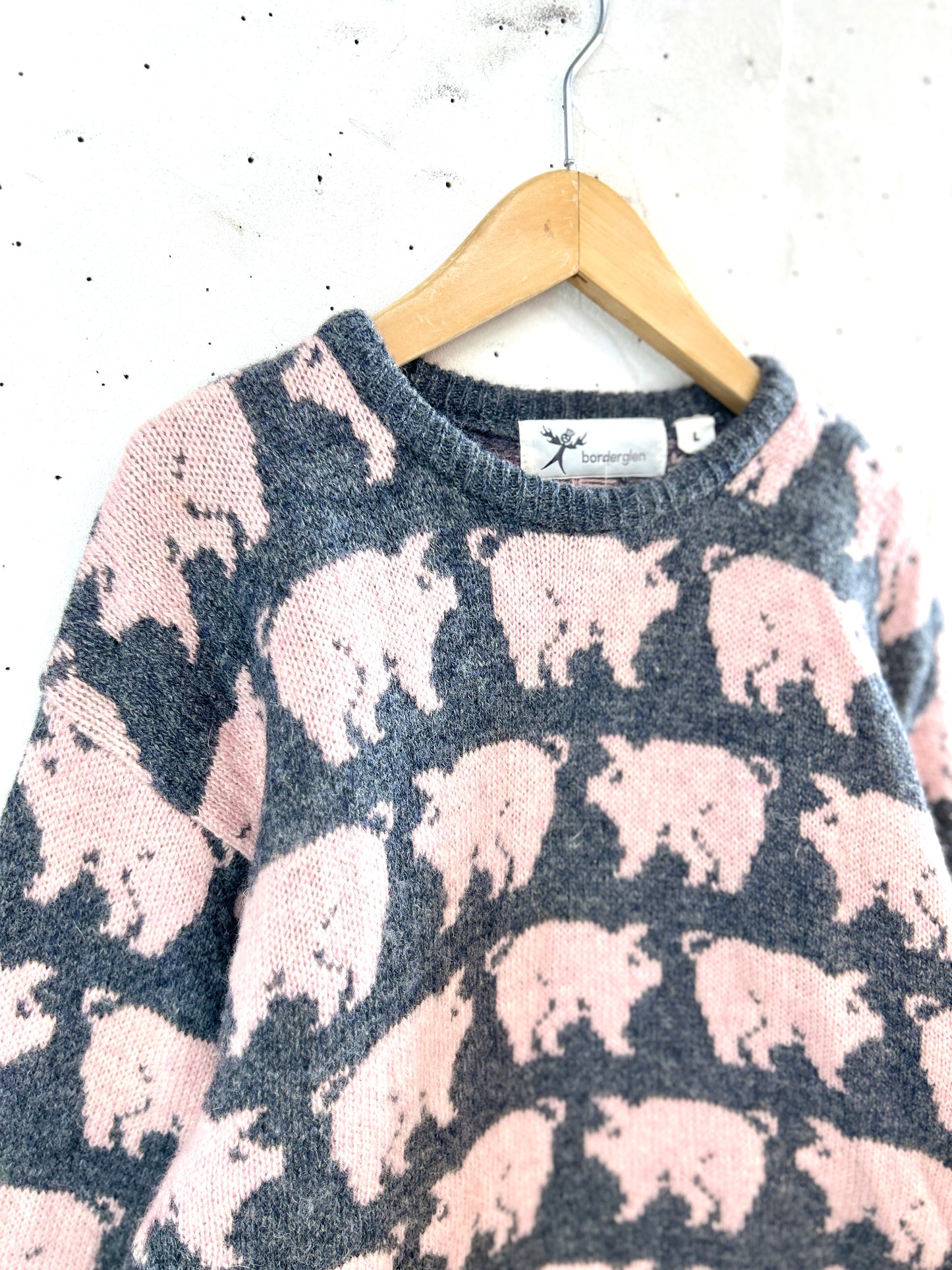 Vintage Fancy Knit Sweater 〜borderglen〜 MADE IN THE UNITED KINGD0M [L31085]