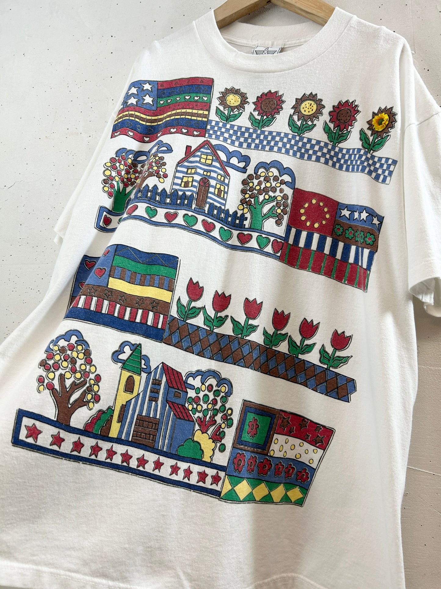 Vintage T SHIRT Flower×USA Flag[H30831]