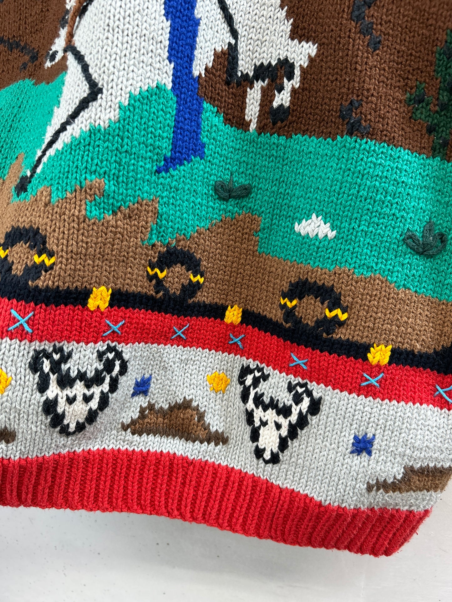 Vintage Cotton Knit Sweater 〜Hand Knitted in Peru 〜[C31742]