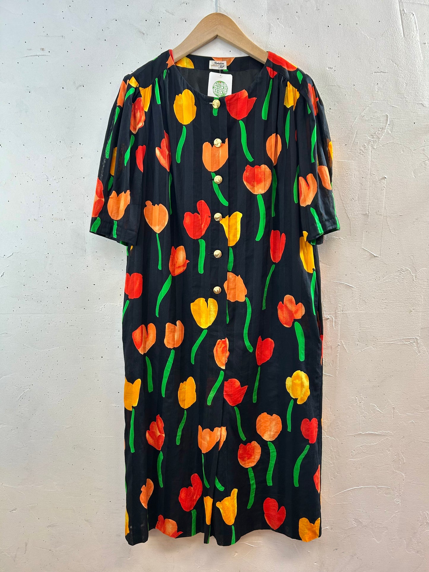 Vintage Tulip Pattern Dress MADE IN GERMANY [G30591]