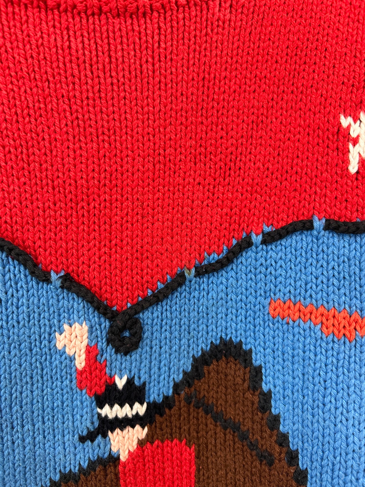 Vintage Cotton Knit Sweater 〜Hand Knitted in Peru 〜[C31742]