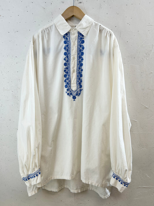Vintage Shirt Blue Embroidery [H30759]