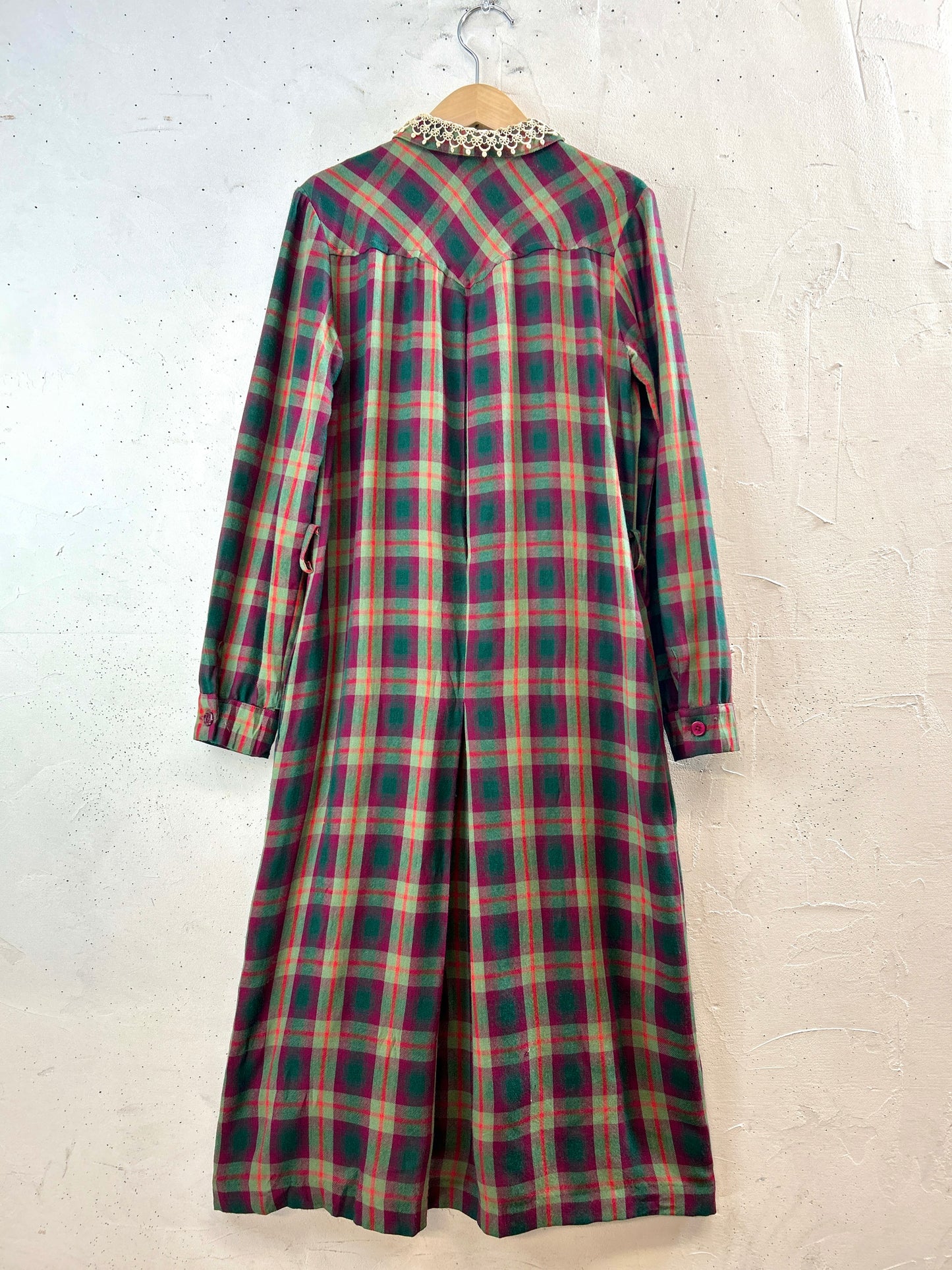 Vintage Plaid Dress MADE IN ITALY [K30894]