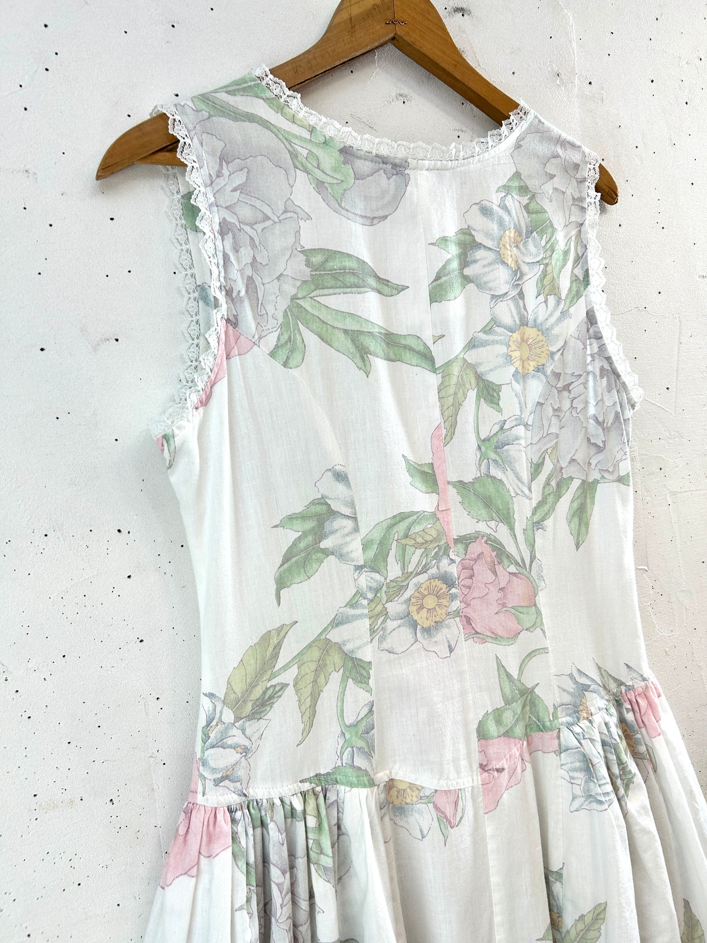 Vintage White Dress MADE IN USA [D32162]