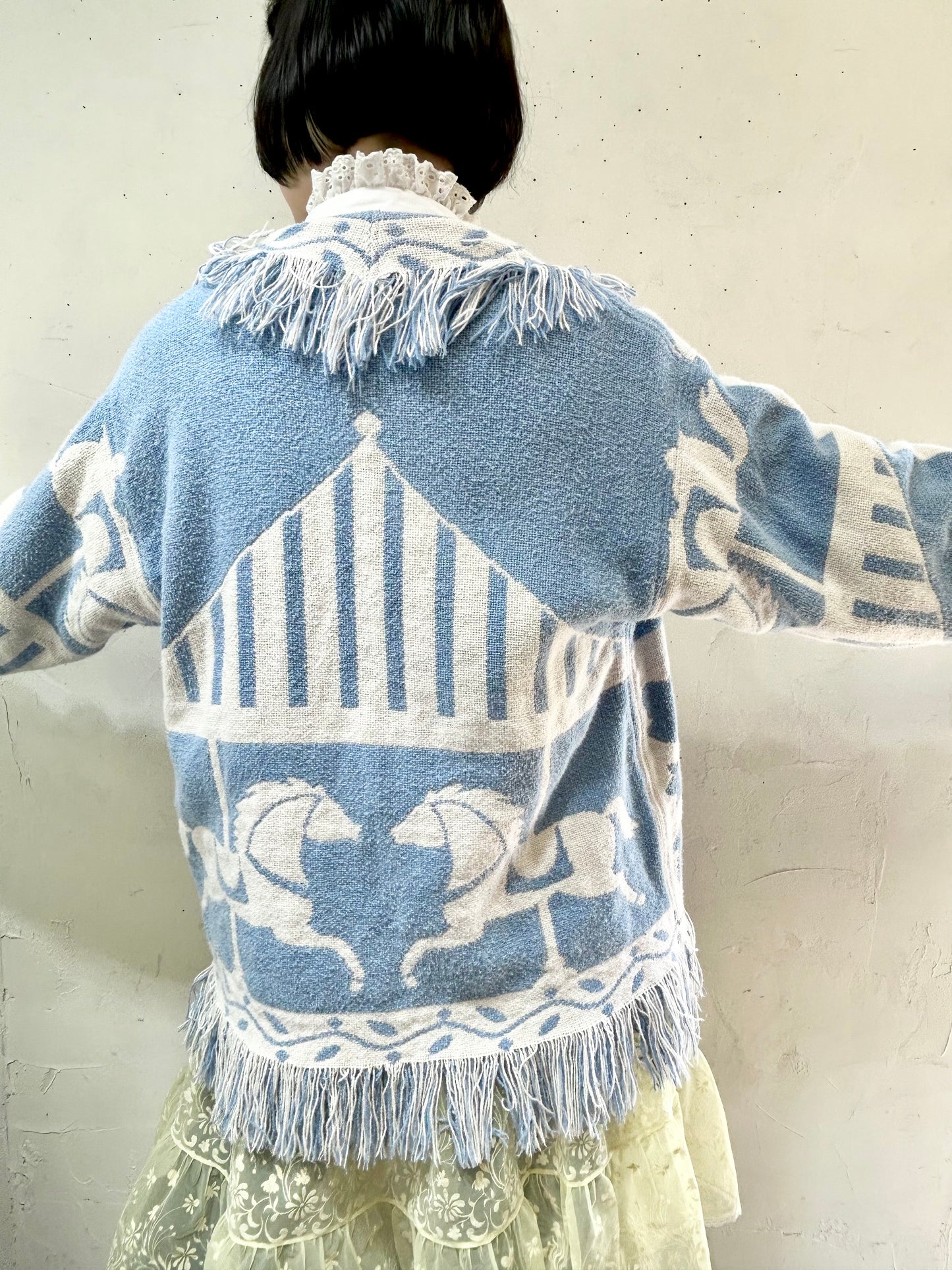 Vintage Fringe Rug Jacket [H24785]