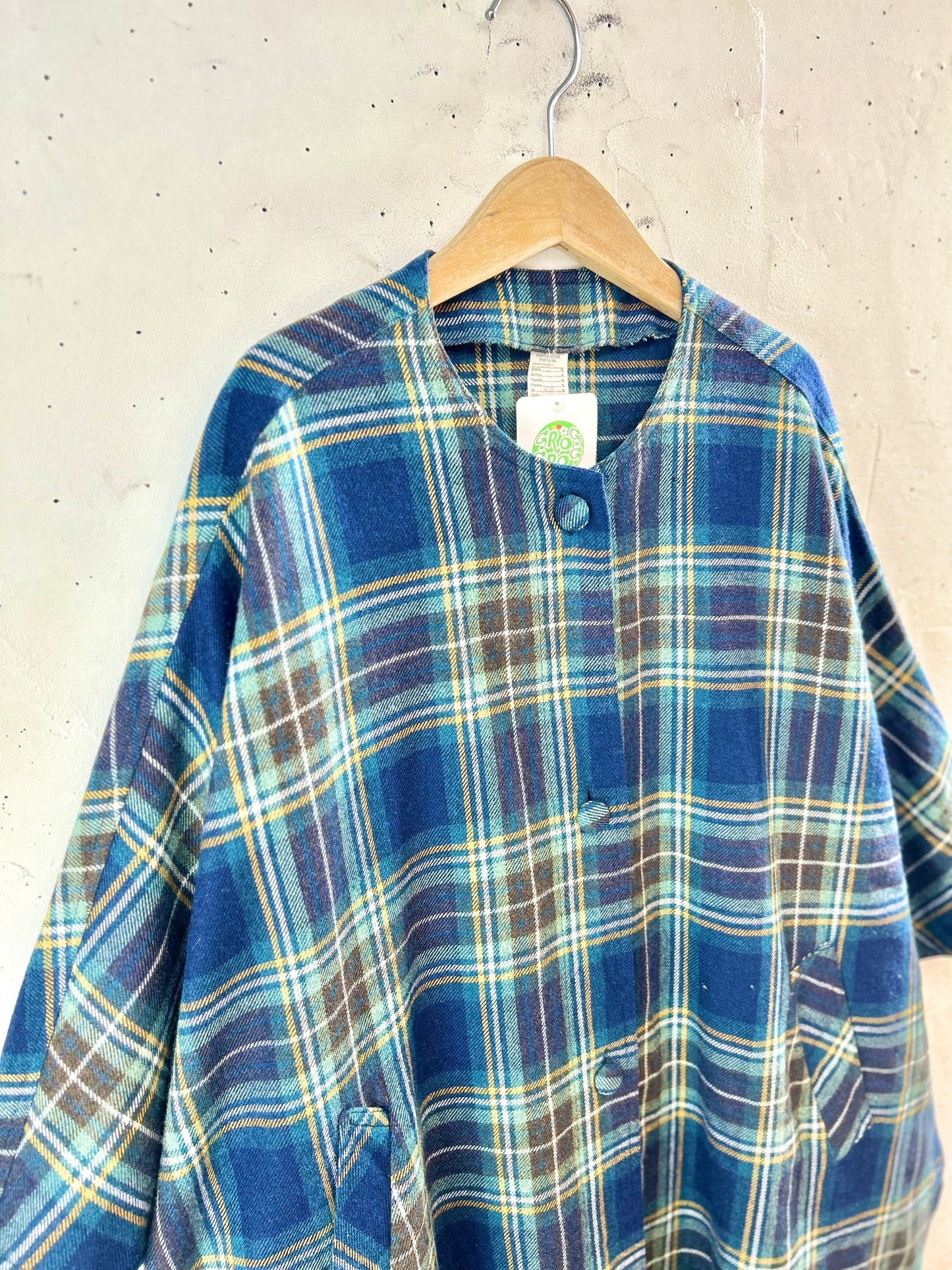 Vintage plaid Poncho  [K30804]