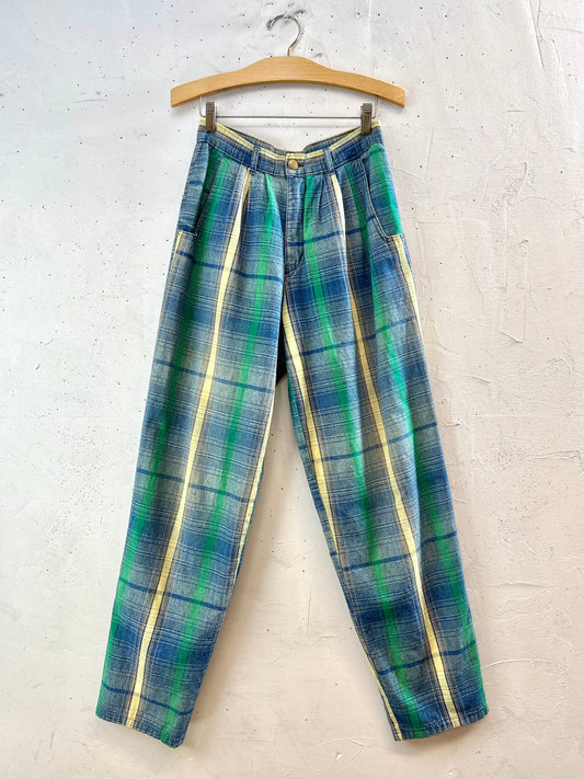 Vintage Plaid Denim Pants [J30559]