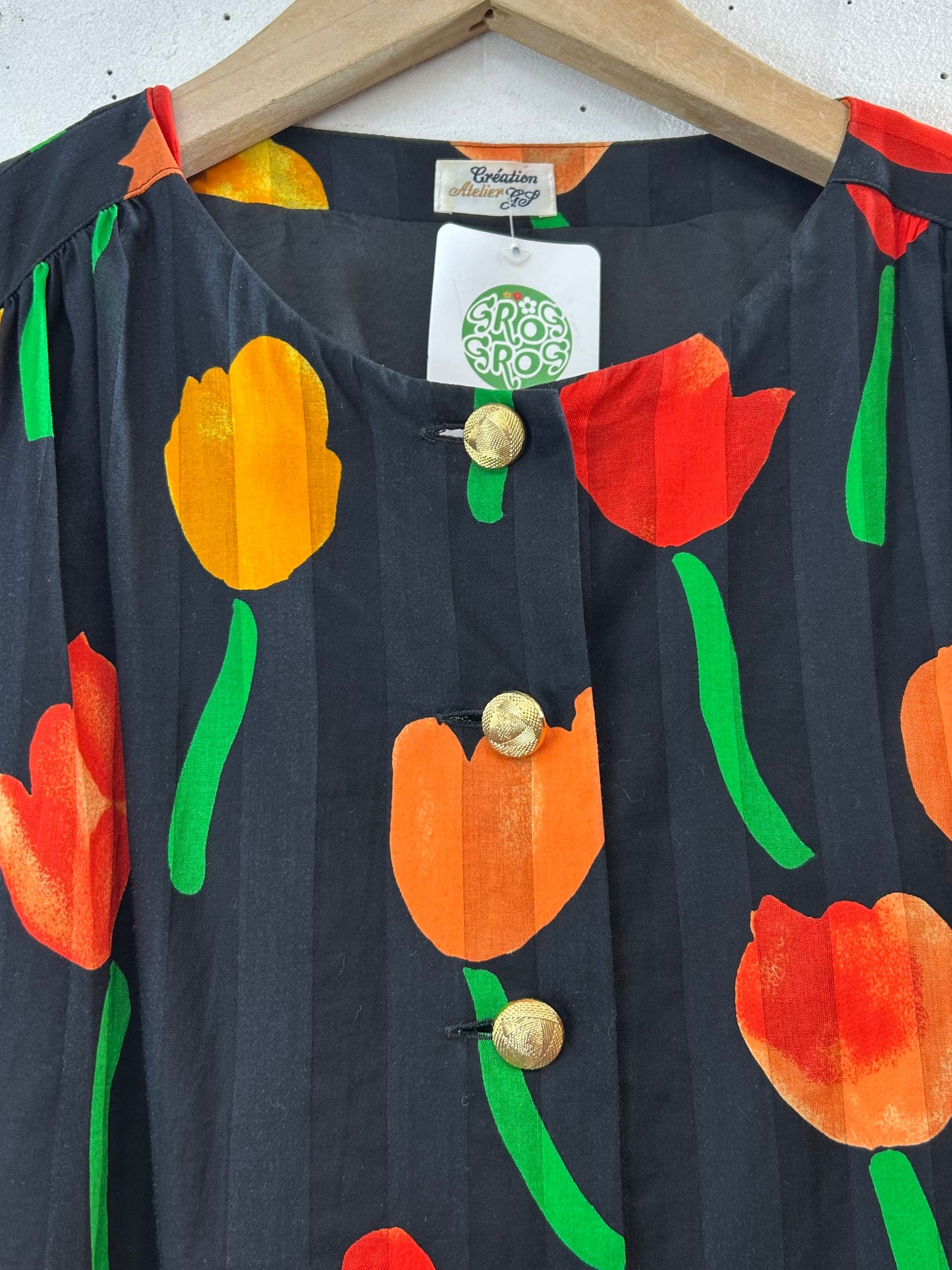 Vintage Tulip Pattern Dress MADE IN GERMANY [G30591]
