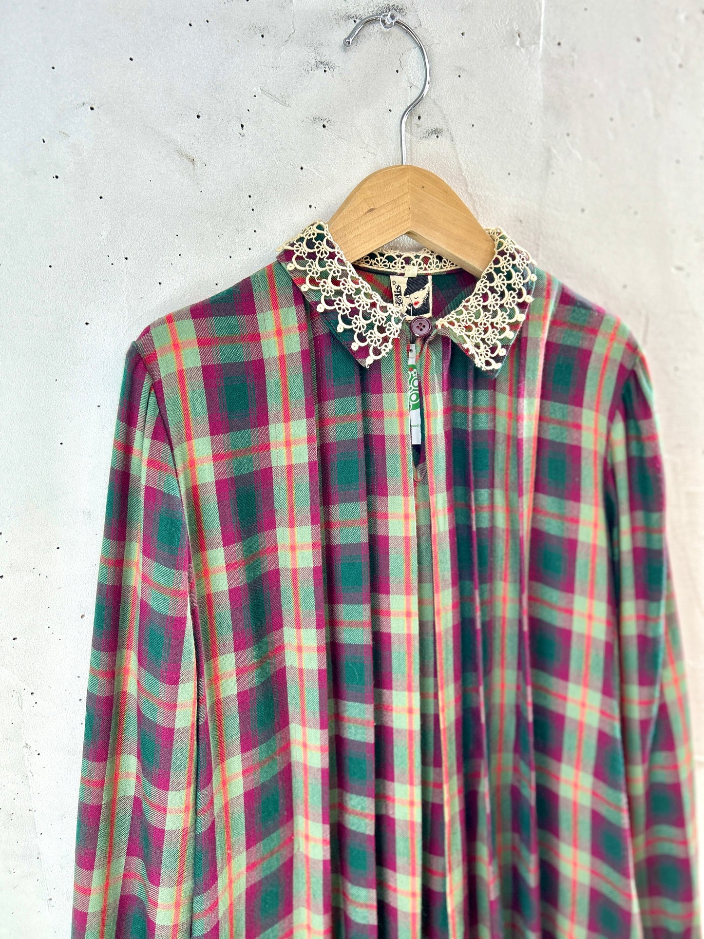 Vintage Plaid Dress MADE IN ITALY [K30894]