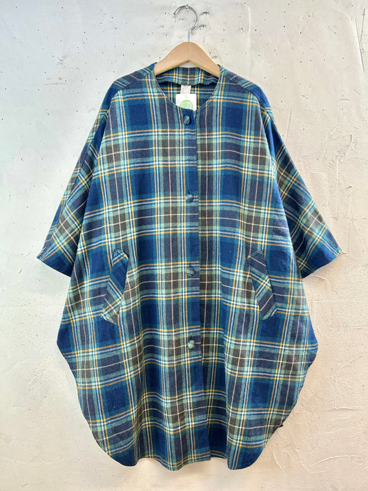 Vintage plaid Poncho  [K30804]