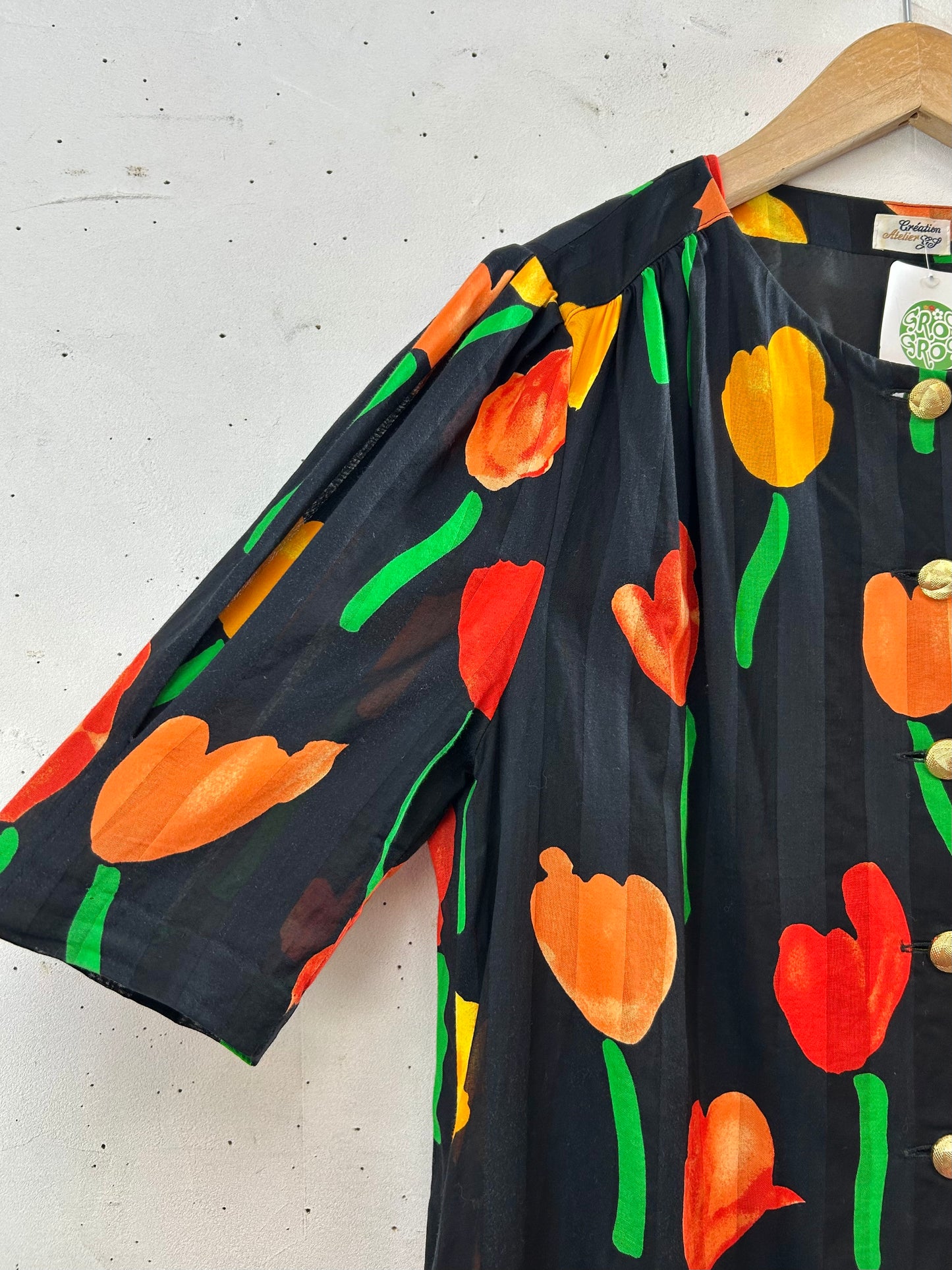 Vintage Tulip Pattern Dress MADE IN GERMANY [G30591]
