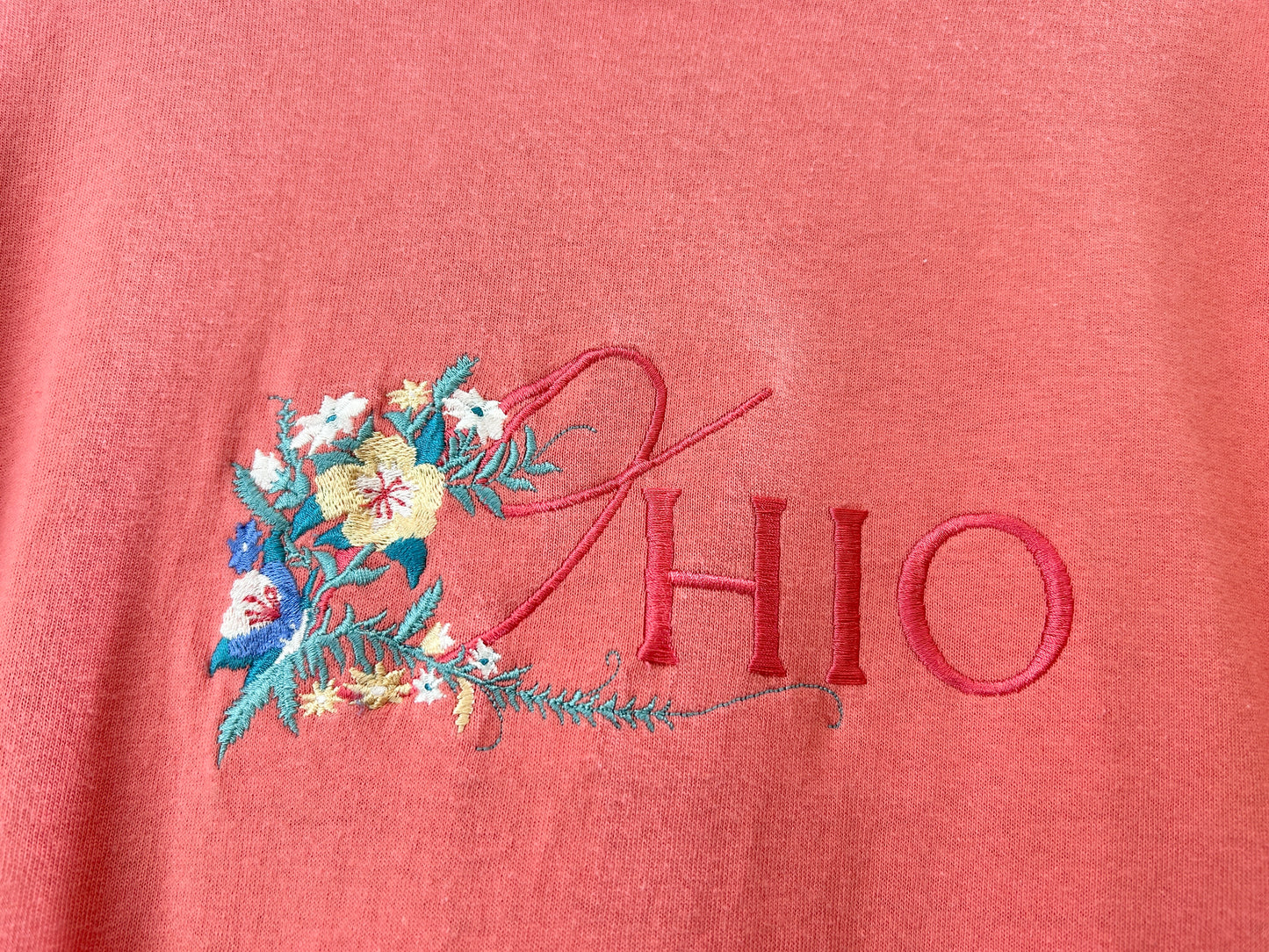 Vintage T SHIRT flower stitch [H30798]
