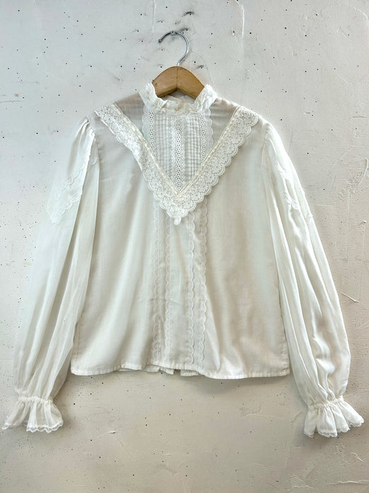 '70sVintage White Blouse 〜GUNNIES〜 [I30321]