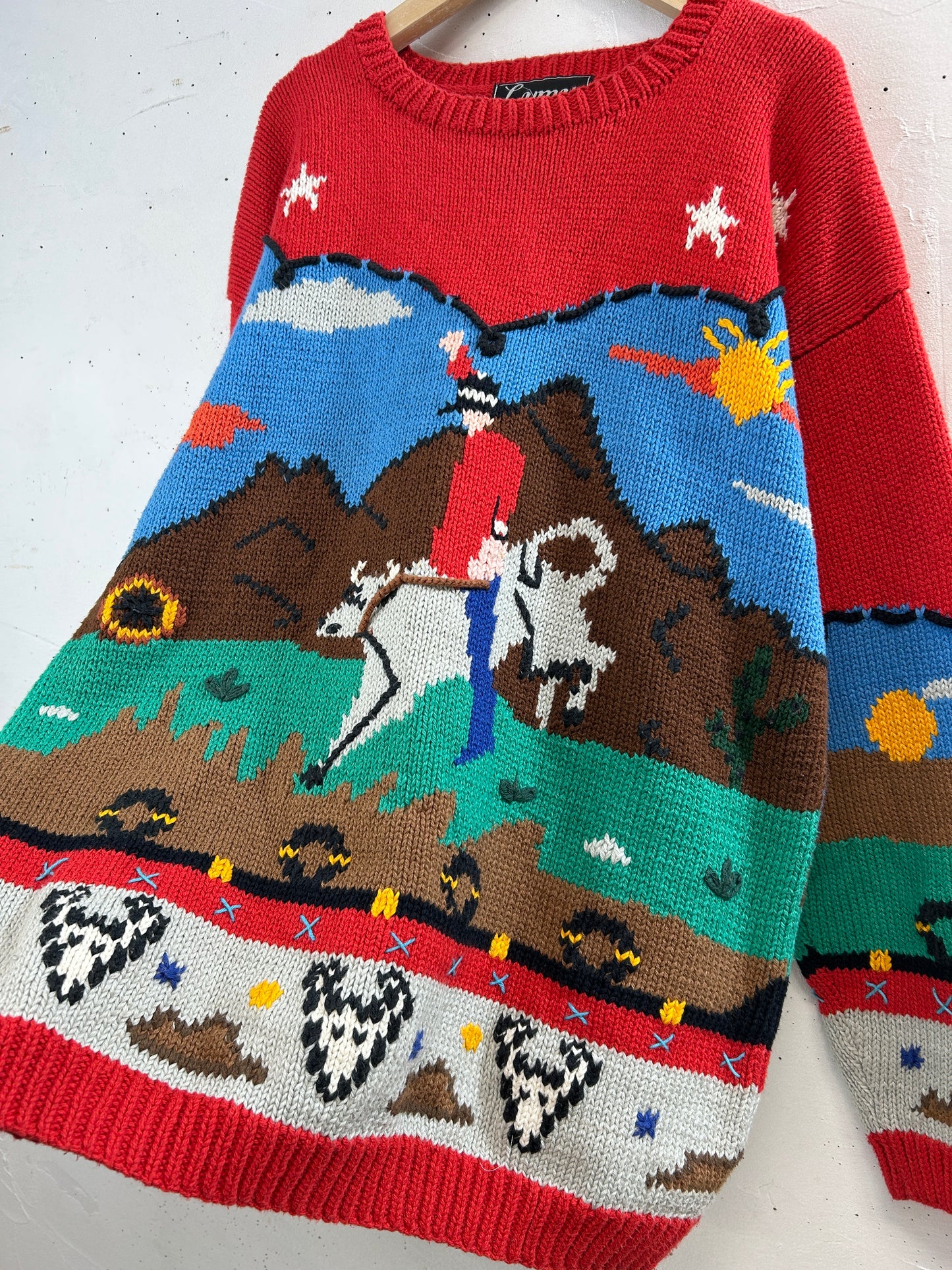 Vintage Cotton Knit Sweater 〜Hand Knitted in Peru 〜[C31742]