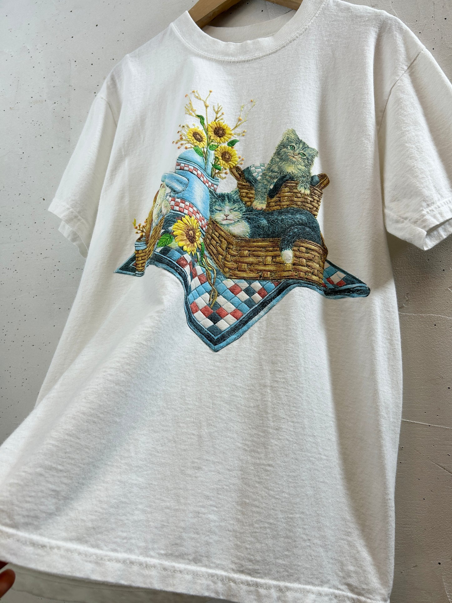 Vintage T SHIRT Cat and Sunflower [H30827]