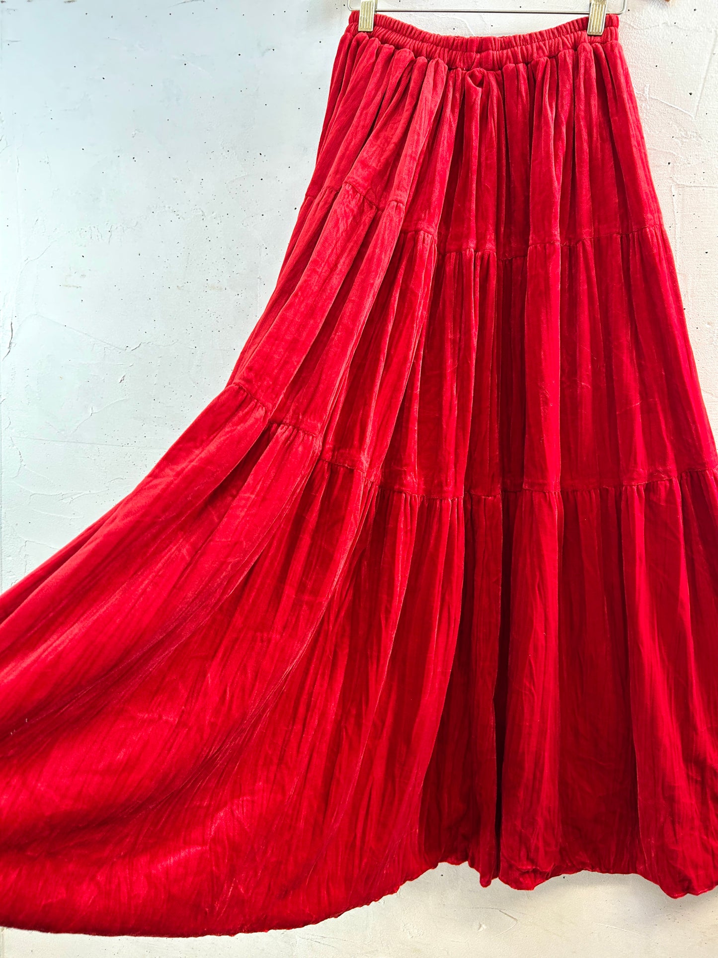 Vintage Tiered Velour Skirt MADE IN USA [K30769]