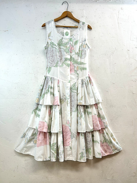 Vintage White Dress MADE IN USA [D32162]