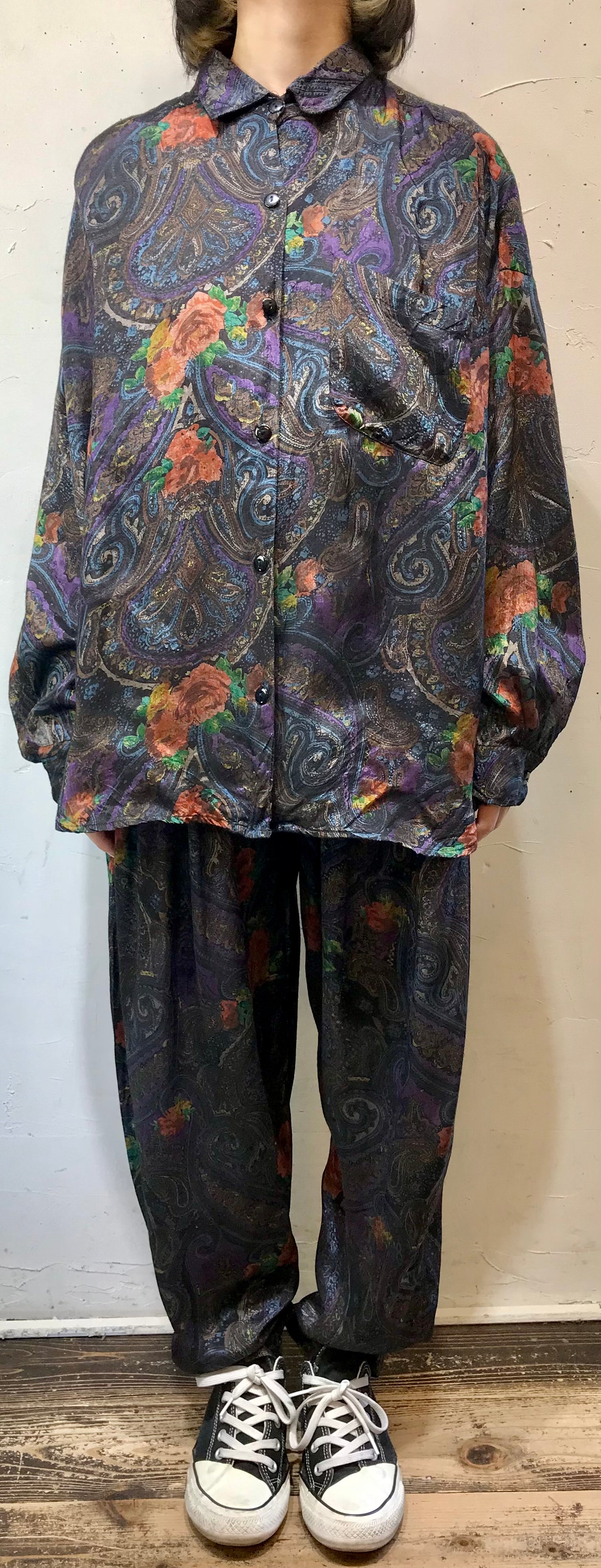 Vintage Rayon Set Up Blouse ＆ Pants [K25603]