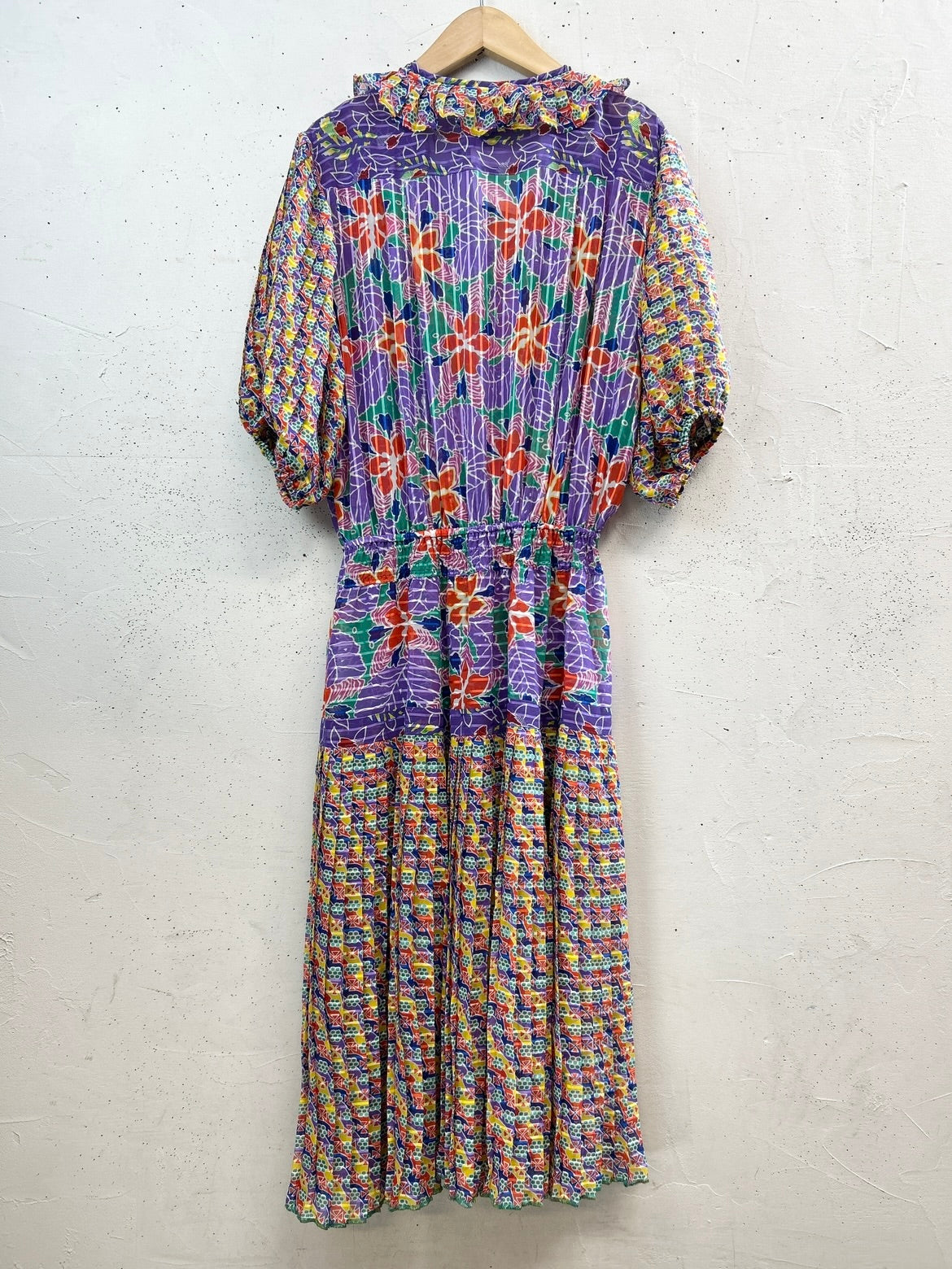 ’80s Vintage Ruffle Dress 〜 Mosaic〜 [D32042]
