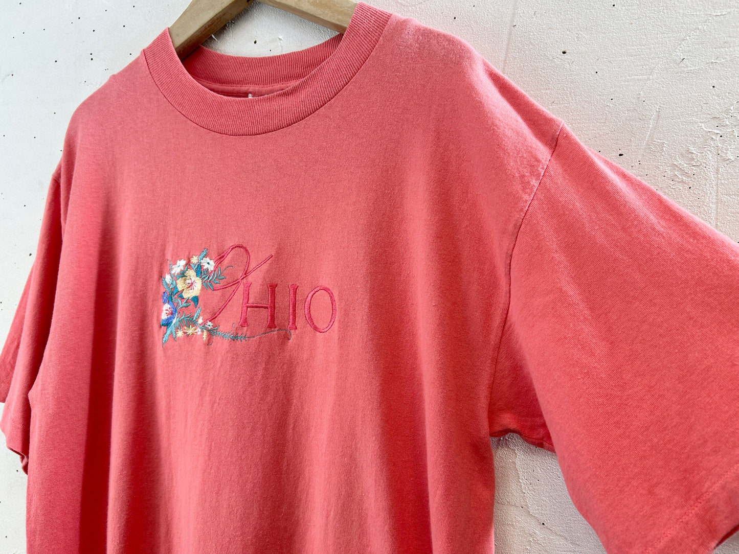 Vintage T SHIRT flower stitch [H30798]