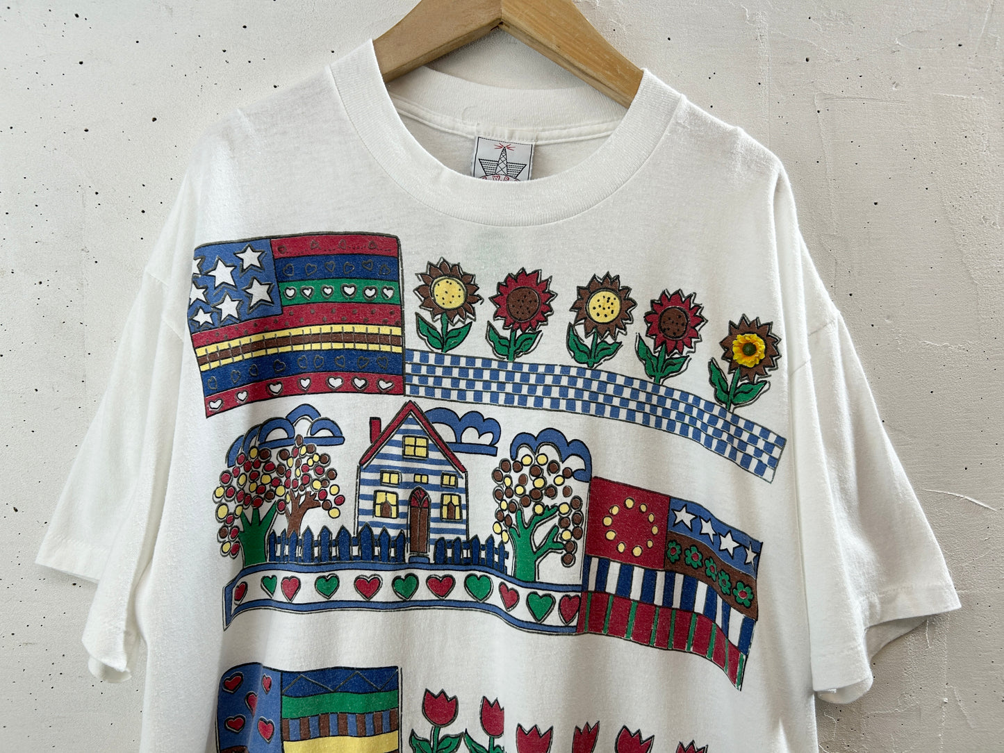 Vintage T SHIRT Flower×USA Flag[H30831]