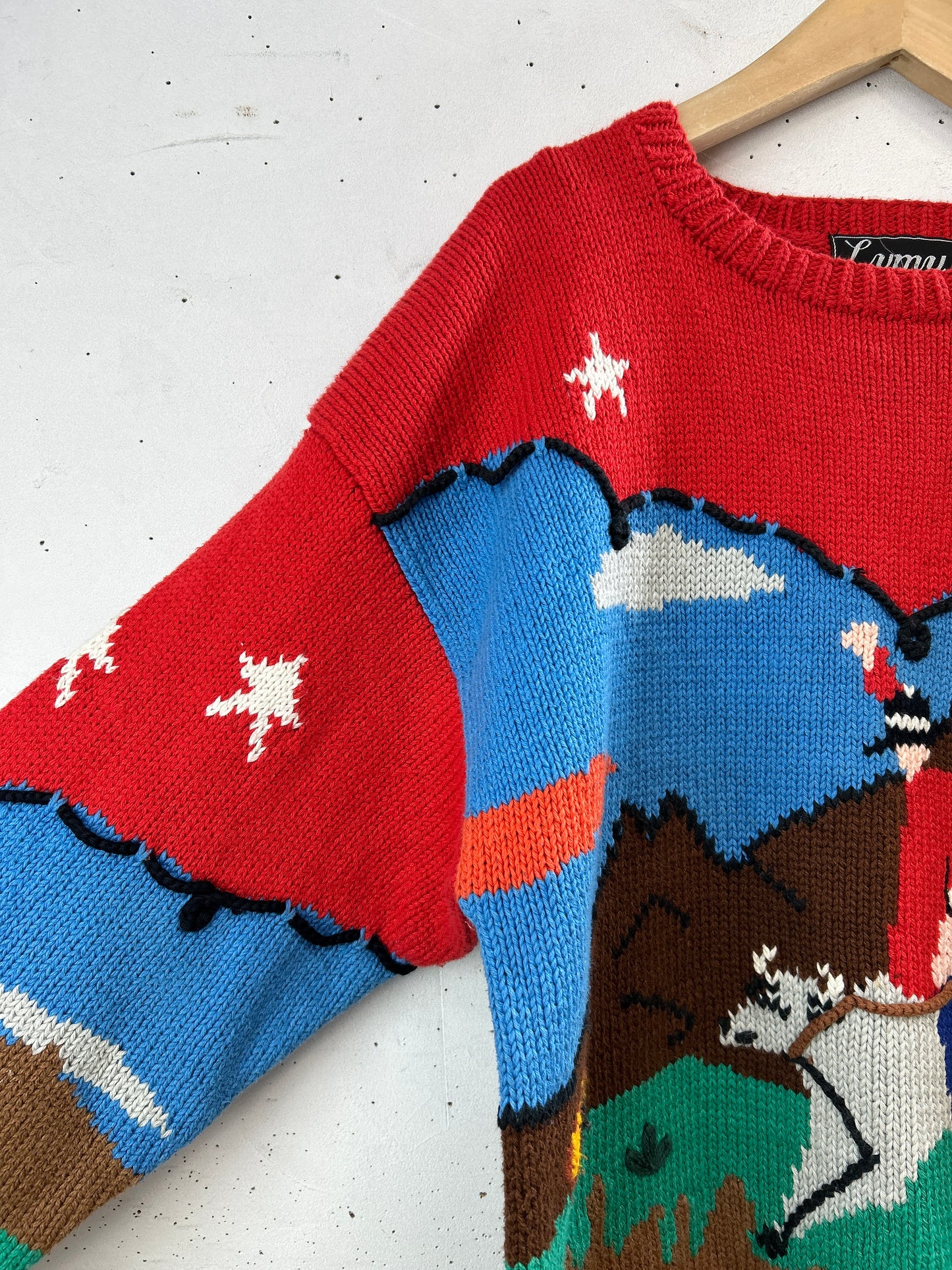 Vintage Cotton Knit Sweater 〜Hand Knitted in Peru 〜[C31742]