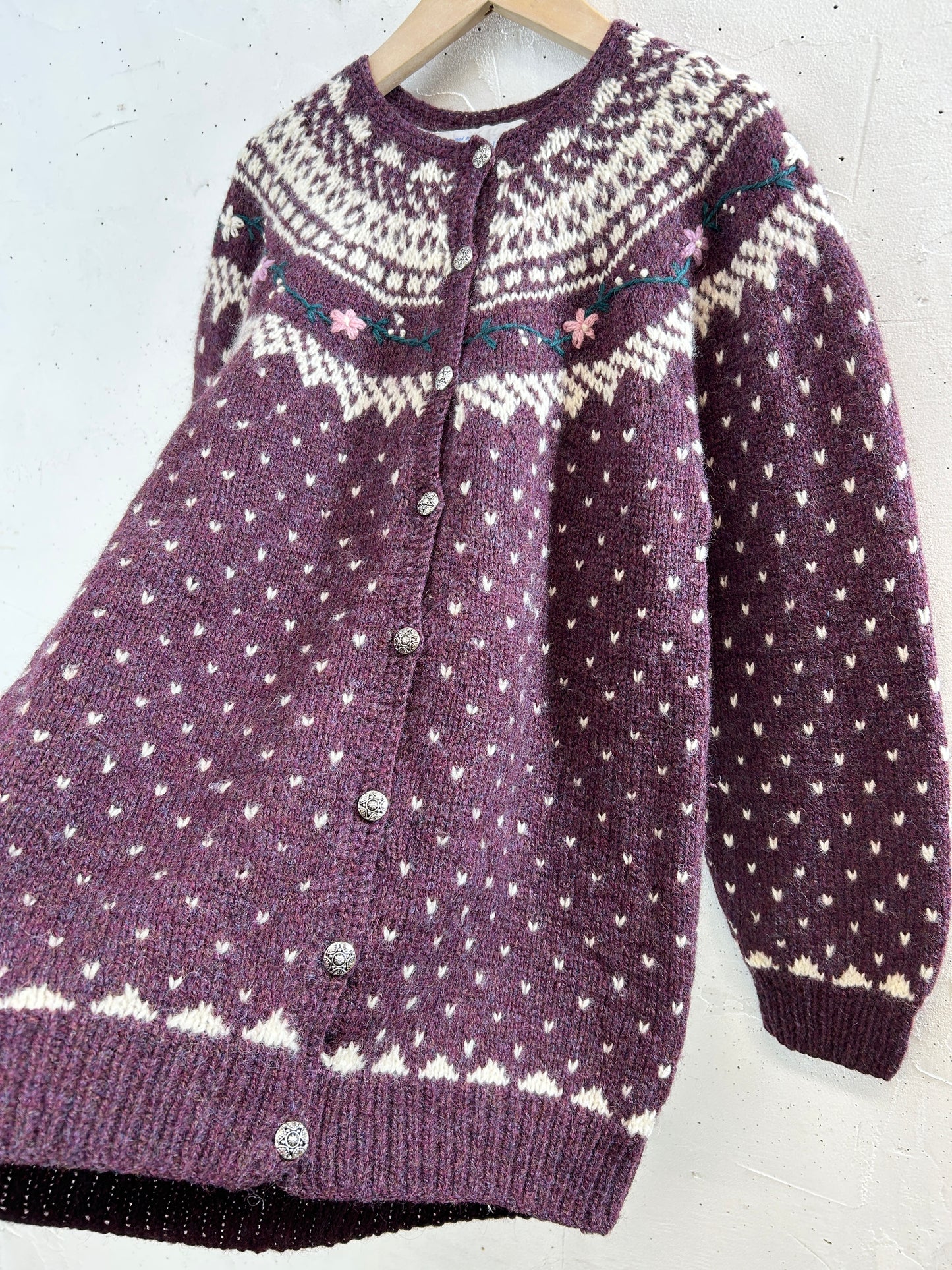 Vintage Nordic Knit Cardigan 〜DEANS OF Scotland〜 [K30924]