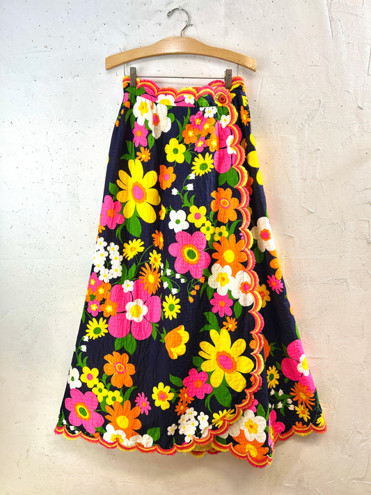 '70sVintage Wrap Skirt  Flower [I30109]