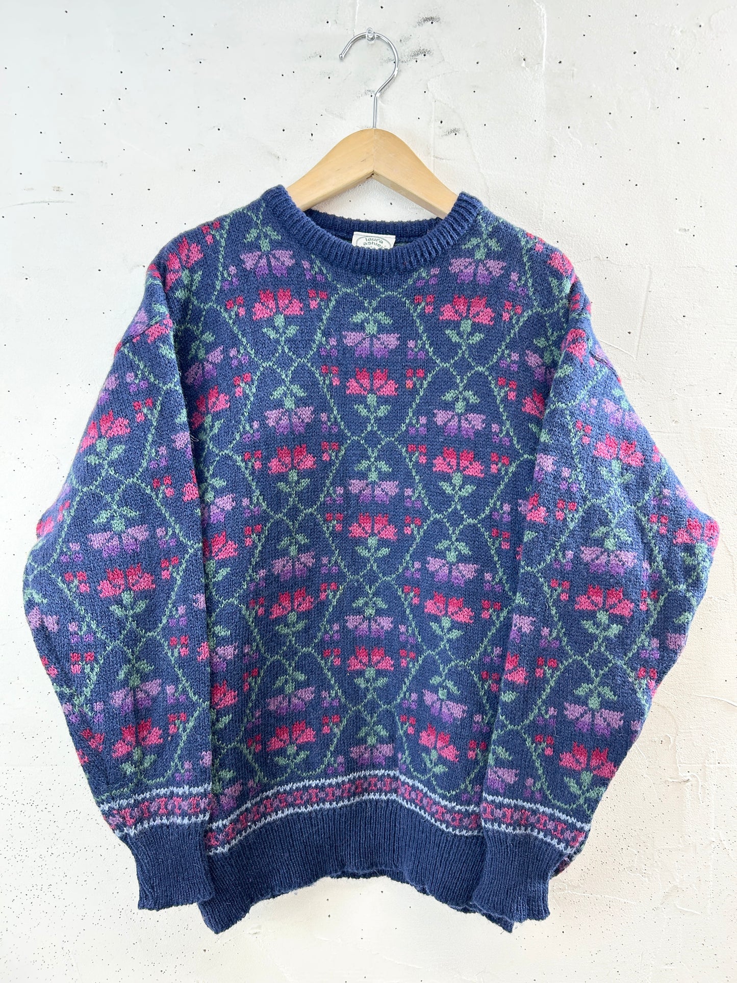 Vintage Knit Sweater 〜Laura Ashley〜 MADE IN Scotland [L30979]