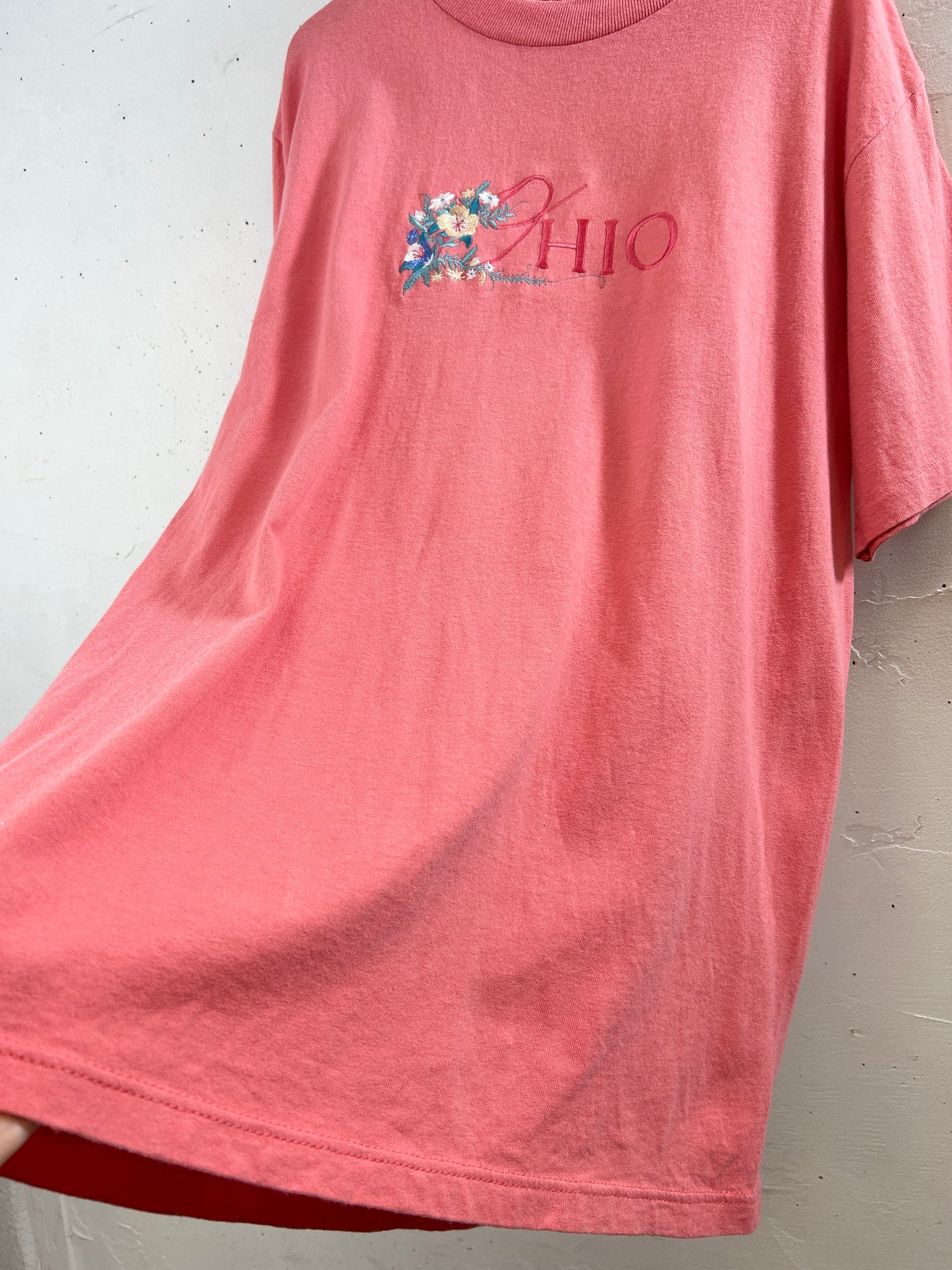 Vintage T SHIRT flower stitch [H30798]