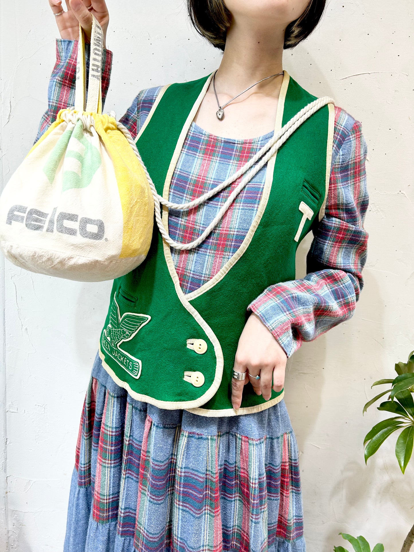 Vintage Feed Sack Pouch Bag 〜Amy Nina〜 [I25119]